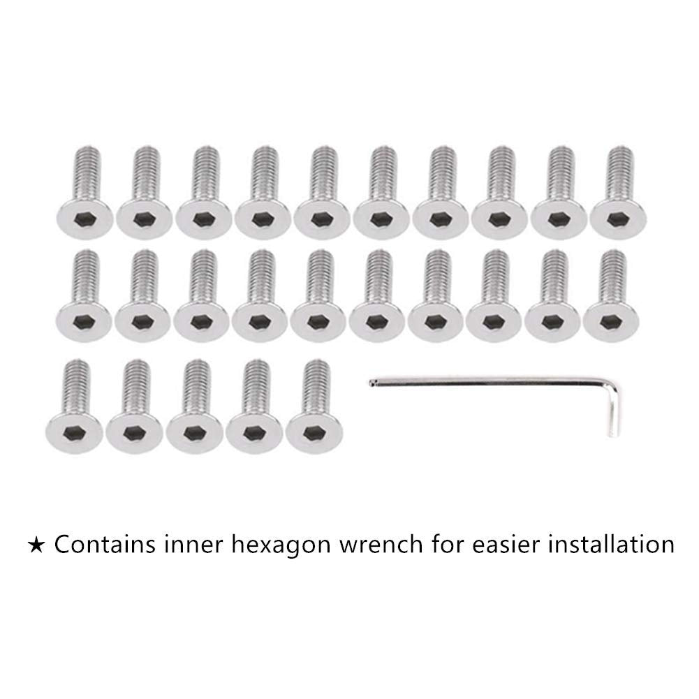 STETION 25 Pcs M6x20mm Black CNC Finishing Fender Bumper Washer Bolt Fastener Kit - 6061 T6 Grade Engine Bay Dress Up