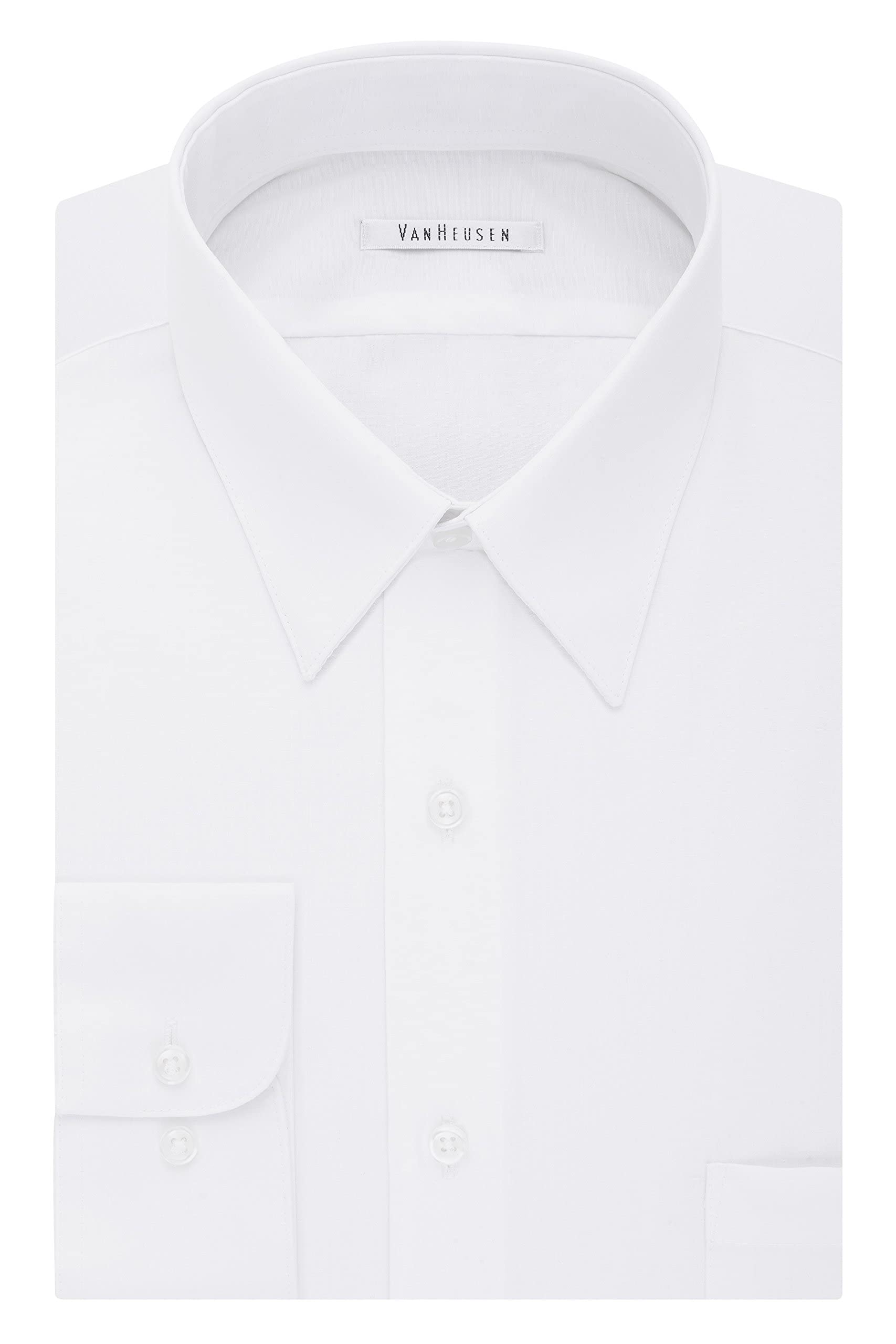 Van Heusen Mens Tall Fit Poplin (Big And Tall) Dress Shirt, White, 175 Neck 37 -38 Sleeve X-Large Us
