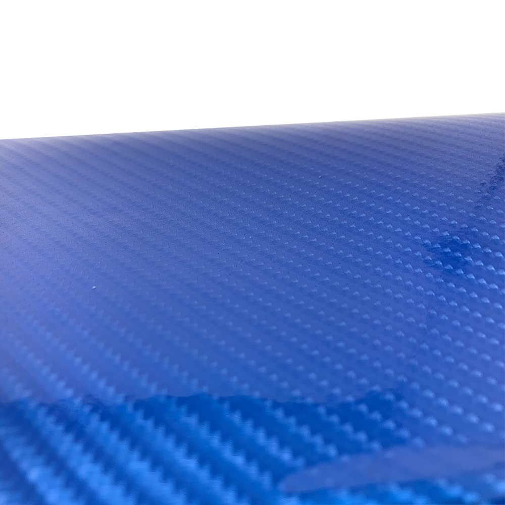 RockRose 7D Blue Carbon Fiber Vinyl Wrap 1FT x 10FT - Anti-Wrinkle, Air Release, Self-Adhesive Car Sticker, Model CR7D-B-12-