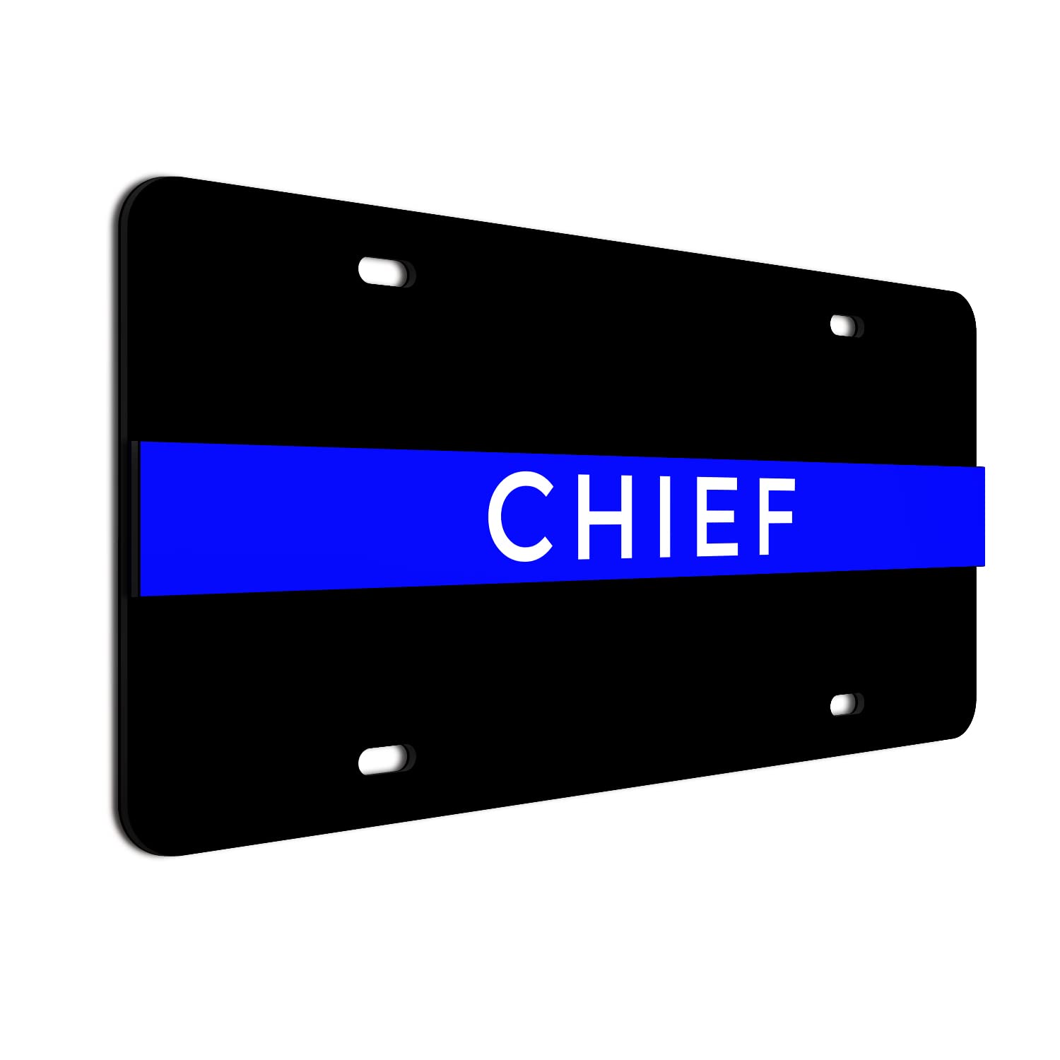 2-D Heavy Duty Reflective Thin Blue Line License Plate Chief Made In Usa