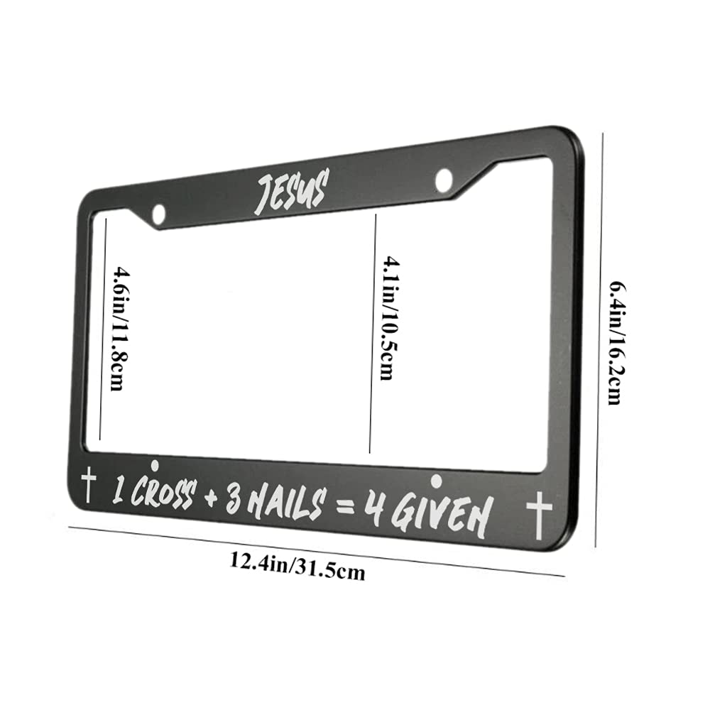 Ofloral Jesus 1 Cross Add 3 Nails Equal 4 Given Special Algorithm Aluminum Alloy License Plate Frame Applicable To Us Standard C