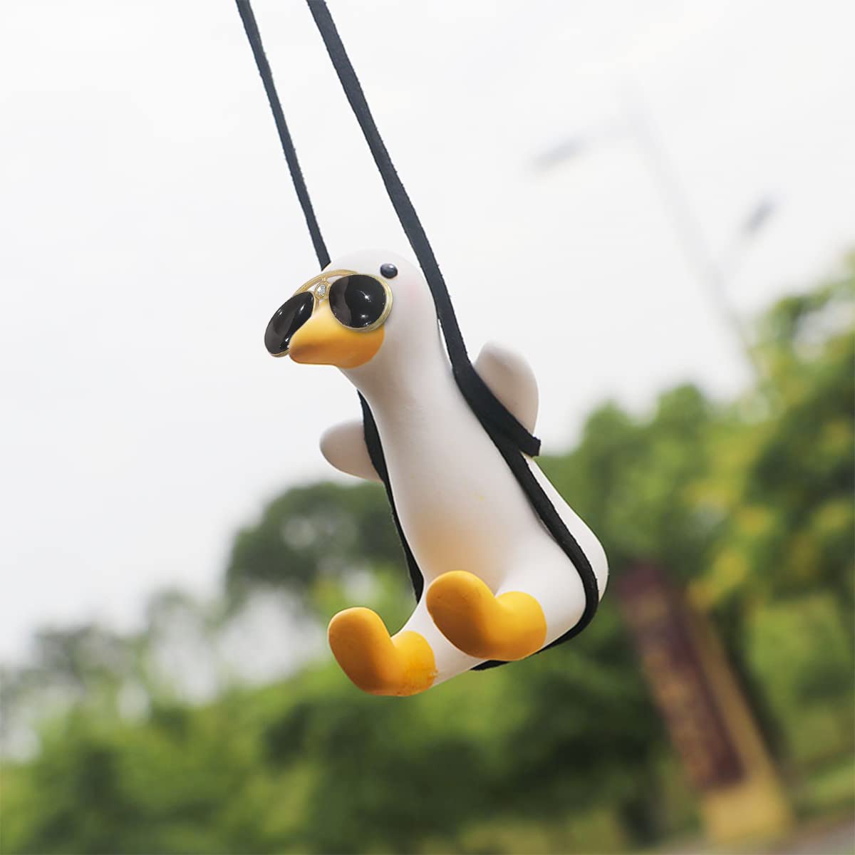 Swinging Sunglasses Duck Car Hanging Ornament, Super Cute Auto Decoration Accessories for Rear View Mirror, Swing Duck Pendant G