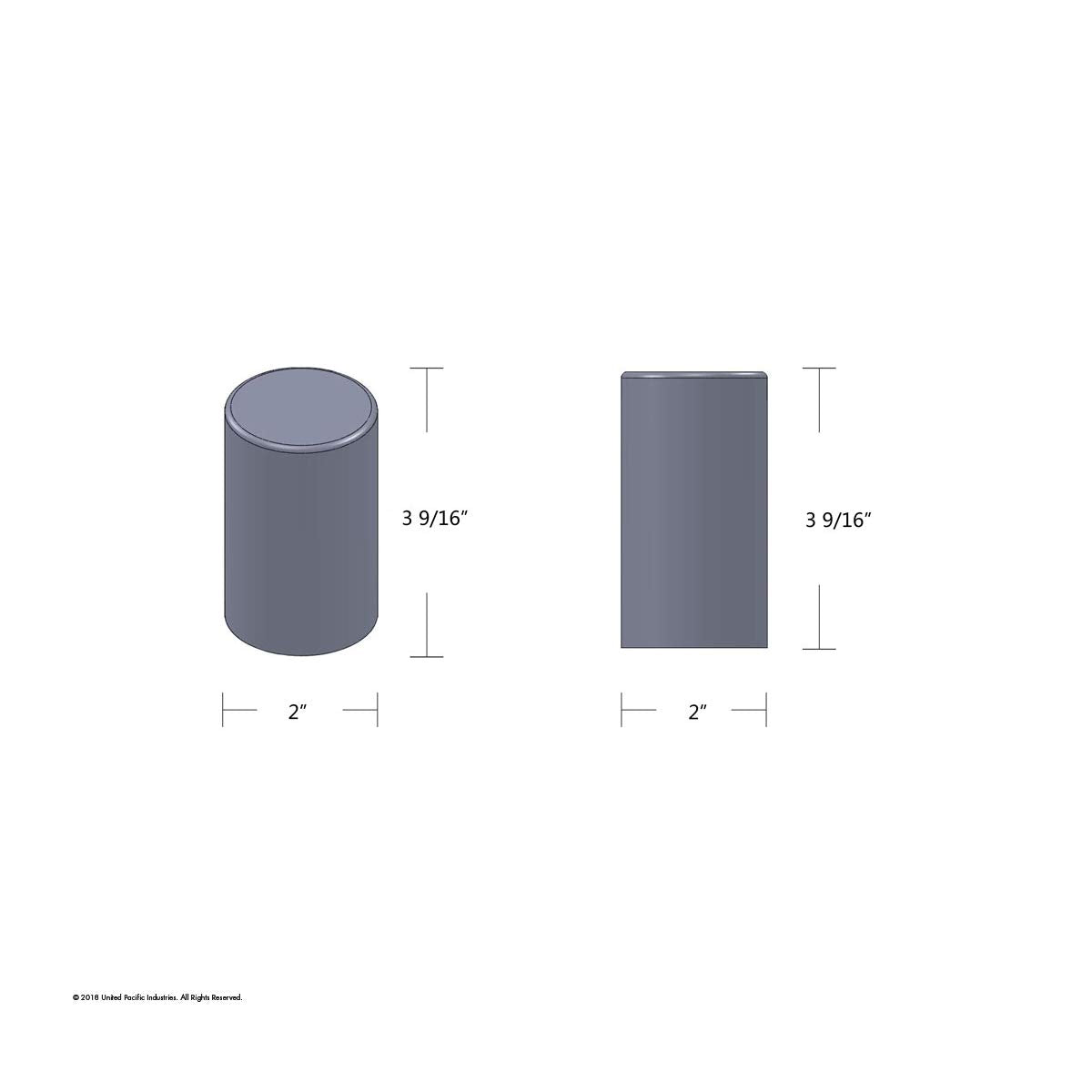 United Pacific 10568Cb - Wheel Lug Nut Cover Set - 33Mm X 3-1/2'' Chrome Plastic Cylinder Nut Cover - Push-On (60 Pack)