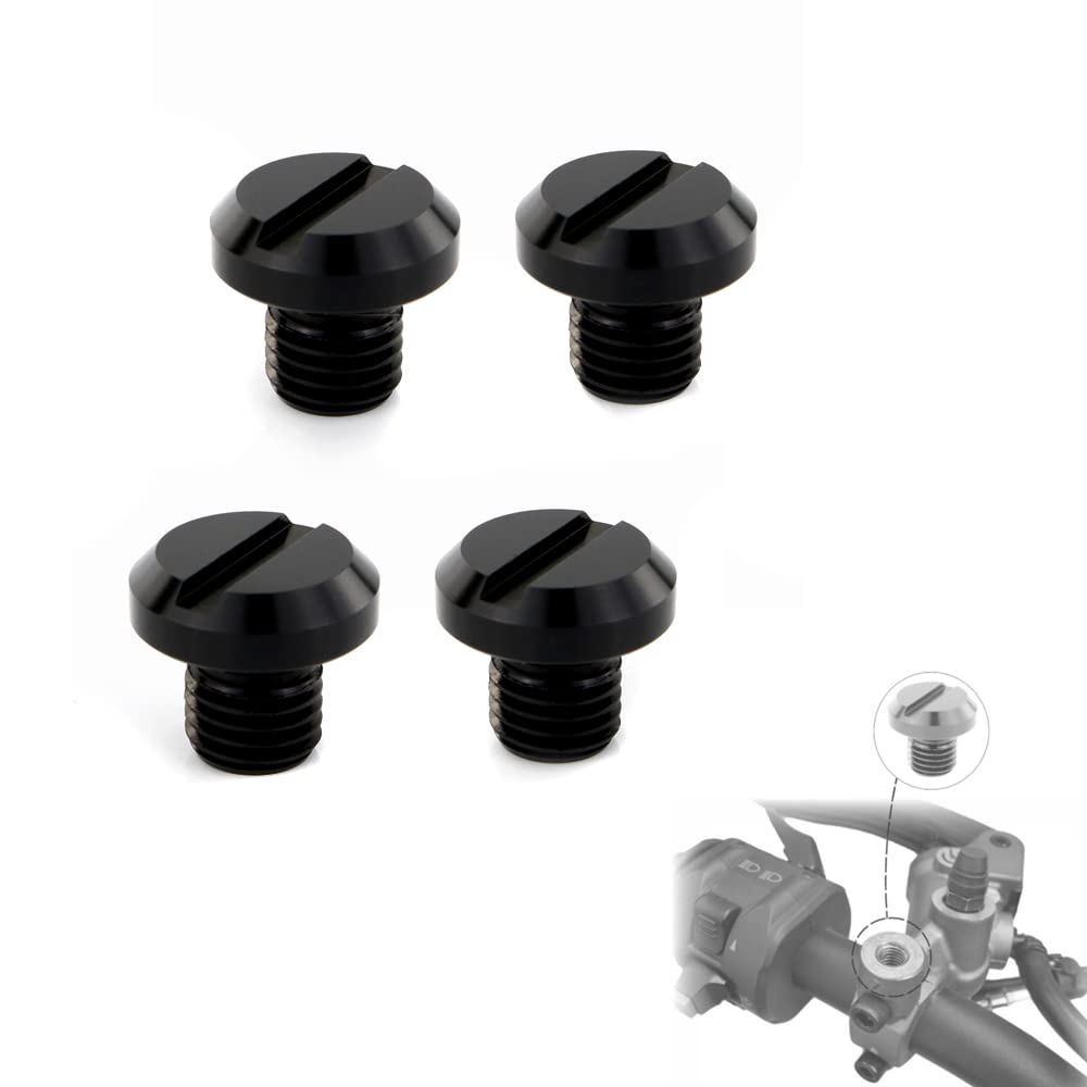 Xitomer 4 Pcs Mirror Hole Plugs M10X1.25, Fit For Z125/ Z400/ Fz-07 Mt-07 / Fz-09 Mt-09, Crf250L/ Cb1000R, Sv650 / Klr 650, Alum
