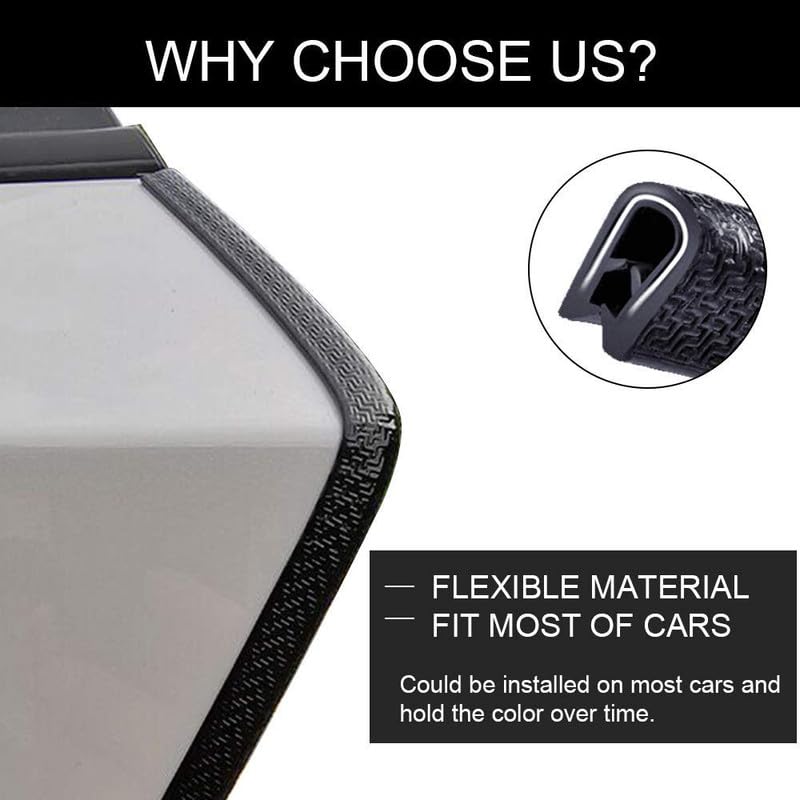Winunite 32.8Ft(10M) Car Door Protector Edge Guards Car Door Edge Guards, Fits Most Of Cars, No Glue Required, U Shape, Fade-Res