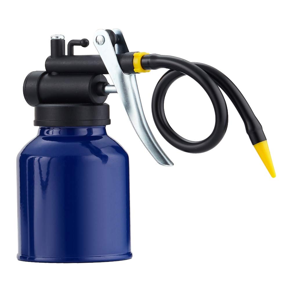 Usunrise Oil Can Pump Heavy Duty Pistol Type Oiler With Metl & Flexible Spout (Blue)