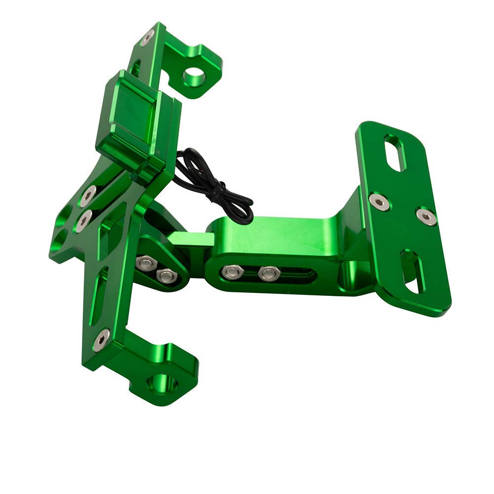TESWNE Universal Motorcycle LED Light Rear License Plate Holder Adjustable Fender Eliminator Bracket for Yamaha for Kawasaki for