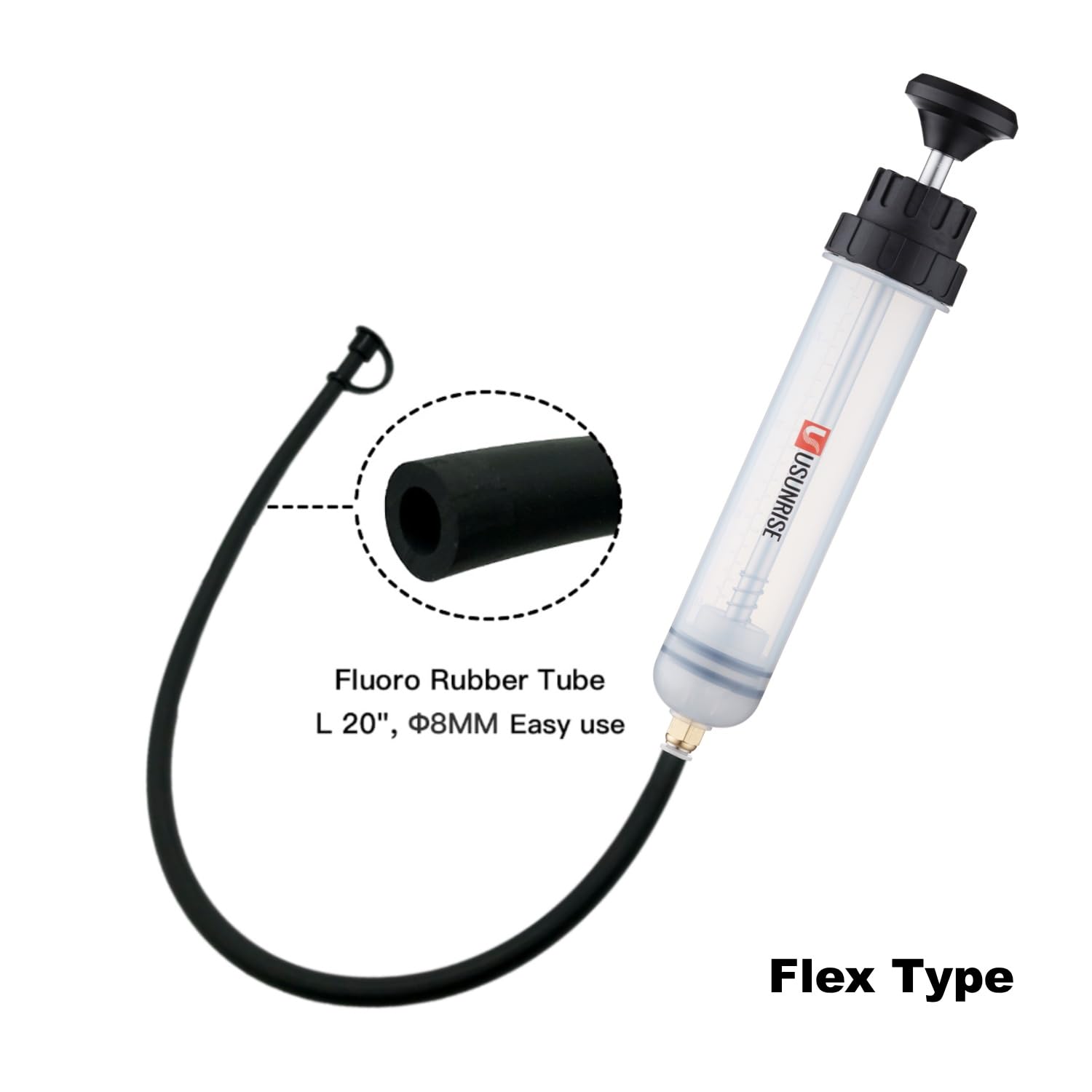 USUNRISE Automotive Fluid Extractor Pump - 200CC Hand Vacuum Oil Change Syringe for Power Steering, Transmission & Brake Fluid, Model JZ-0989