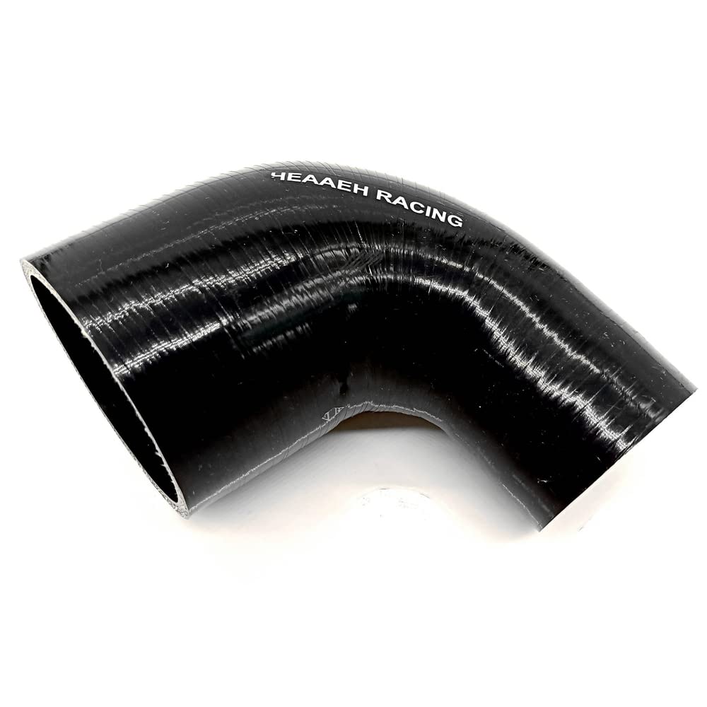 Heaaeh Racing 90 Degree Id 2.5 Inch To 3.0 Inch 4Ply Reducer Silicone Hose Black (63-76Mm)