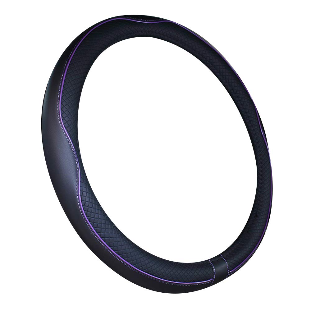 Mayco Bell Black Purple Steering Wheel Cover, 14.5-15 inch, Anti-Slip Microfiber Leather, Durable & Comfortable Grip