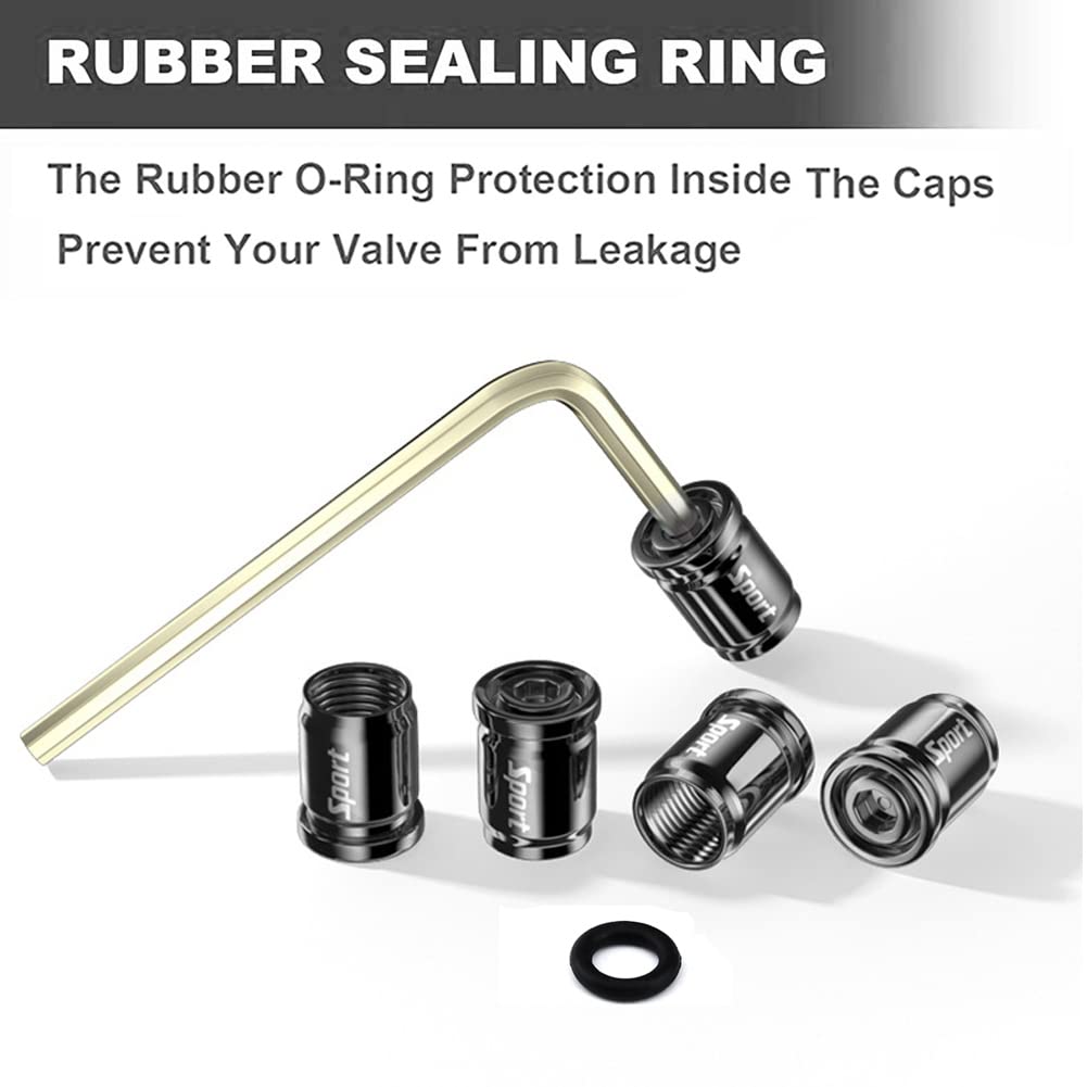 Dsycar Locking Tire Valve Caps - 8 Pack, Anti-Theft Design, Zinc Material, Black, Universal Fit for Cars, Bikes, Trucks, Motorcycles