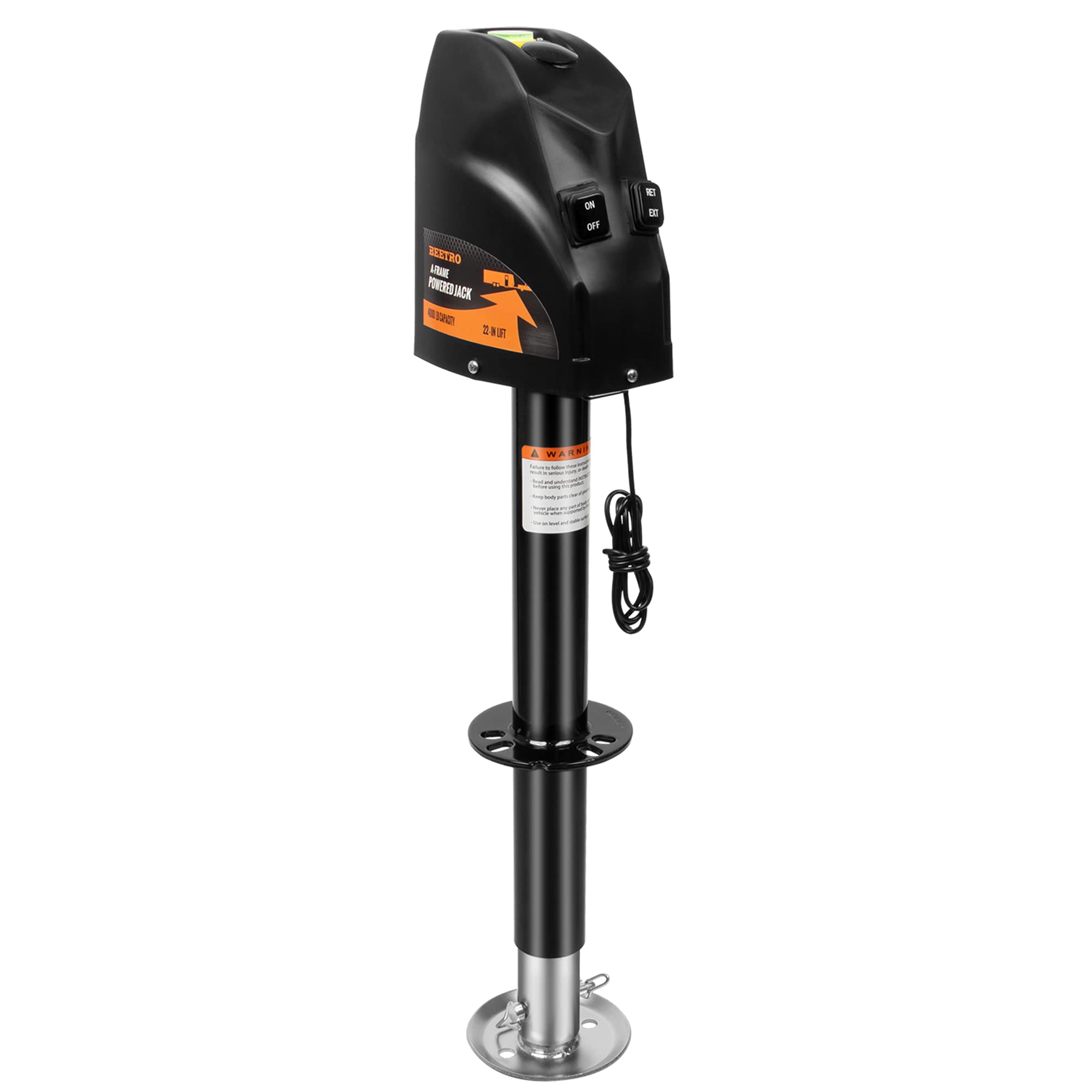 Beetro 4000 Lbs Electric Trailer Jack, Power Tongue Jack For Travel, Trailer, Camper, Rv, 22" Lift, 12V Dc, Black