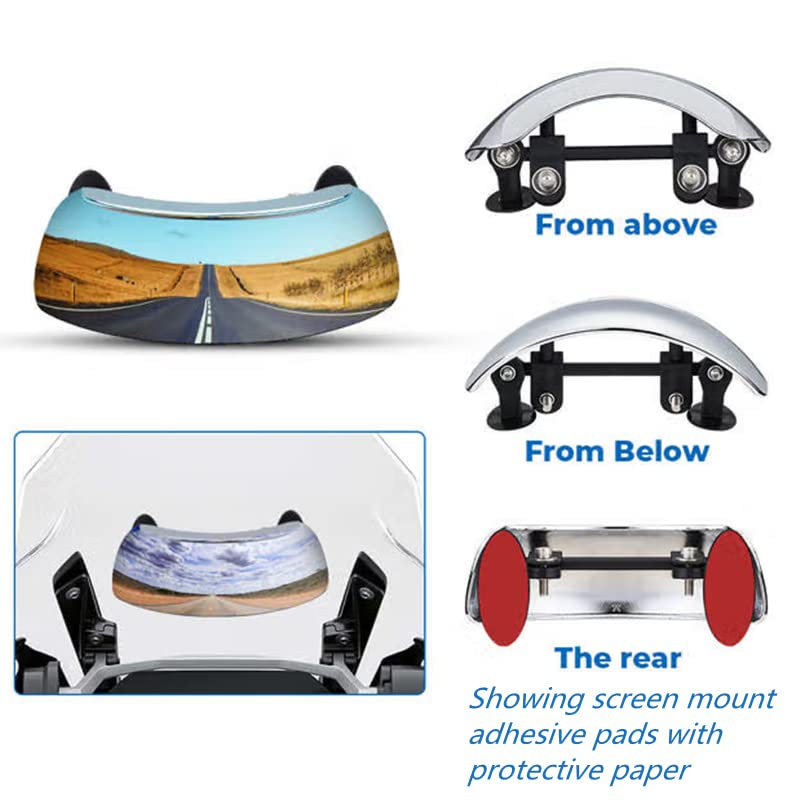 Qiilu Motorcycle Rearview Mirror, 180 Degree Wide Angle Safety Rear View Mirror Blind Spot Side Mirror For Motorcycle Cruiser Sport Bike Street Bike Scooter