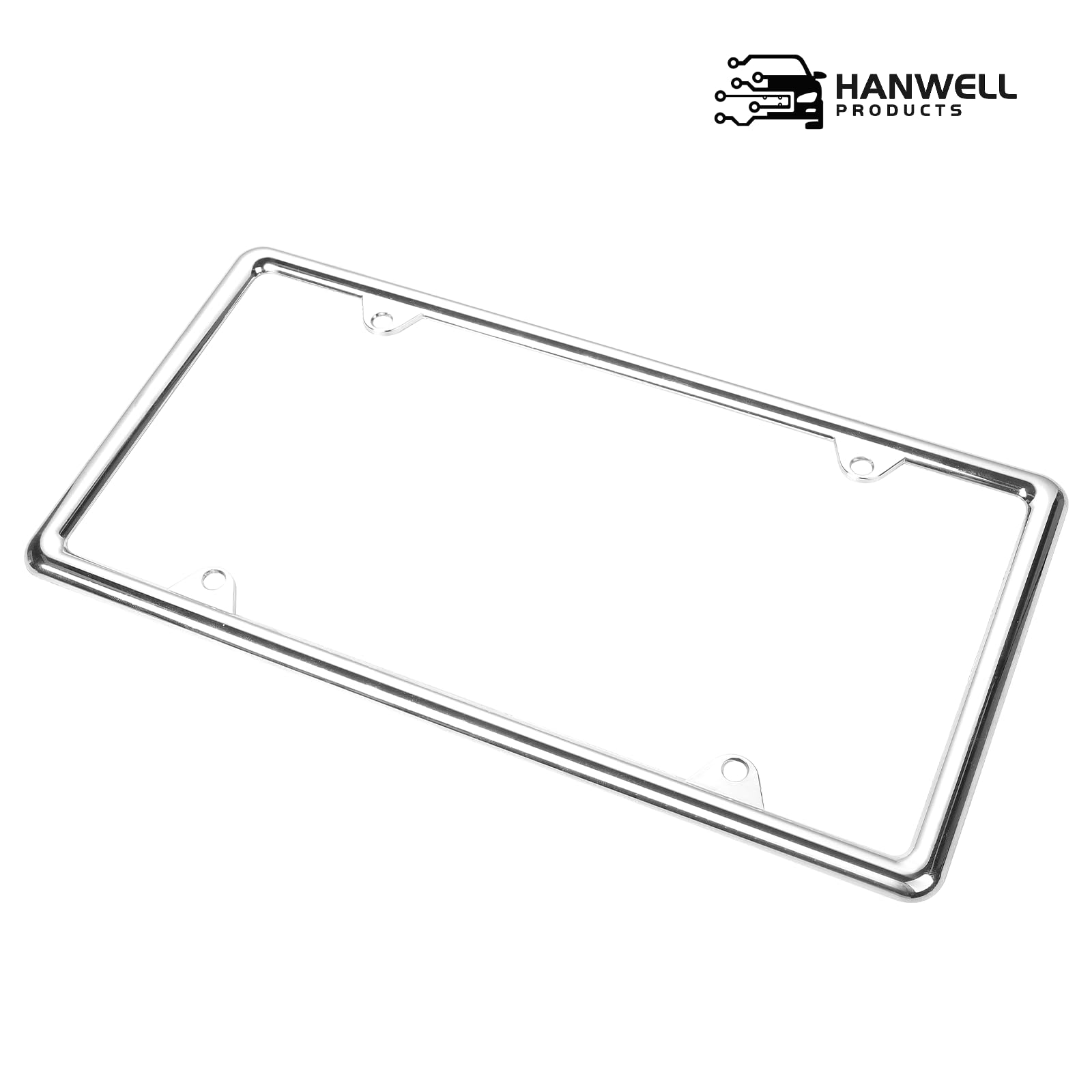 Hanwell Products Chrome License Plate Frame Made of Zinc Alloy Metal, Universal Car Accessories,1 Pack License Plate Holder Neve