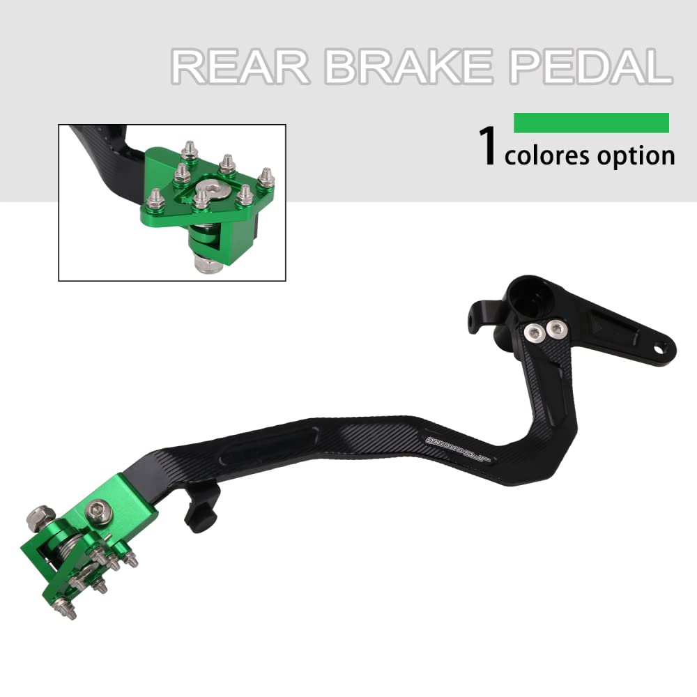 JFG RACING Brake Pedal Foot Lever - CNC Aluminum Alloy, Folding Design for KLX110/KLX110L 2010-2023, Green
