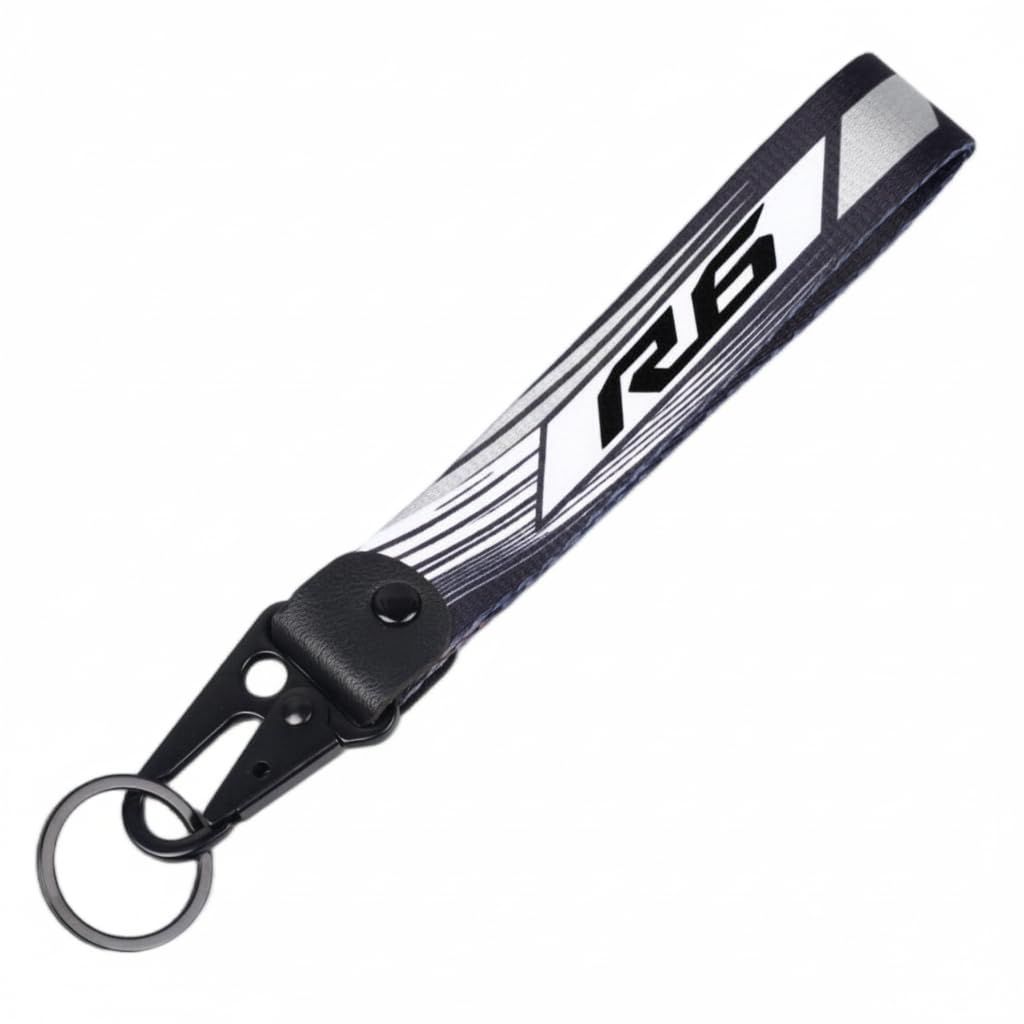 Motorcycle Accessories Key Chain Keyring CNC Alloy Reinforced Fabric Keychain Compatible with YAMAHA YZF R6 YZFR6 YZF-R6(Black)