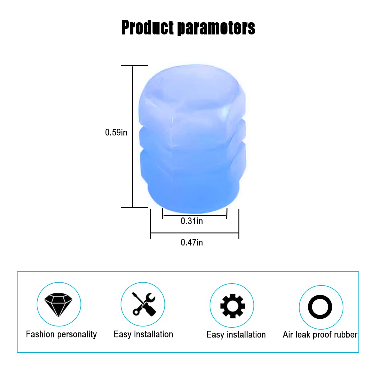 Tire Valve Stem Caps For Car, 4Pcs Noctilucous Tire Air Caps Cover, Illuminated Auto Wheel Valve Stem Cap, Car Accessories Universal For Car, Truck, Suv, Motorcycles, Bike (Blue)