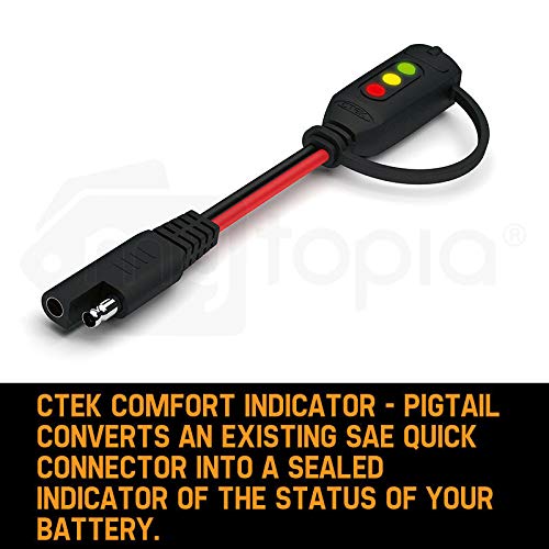 CTEK Comfort Indicator Pigtail 56-564, Black Plastic Connector for Battery Maintenance