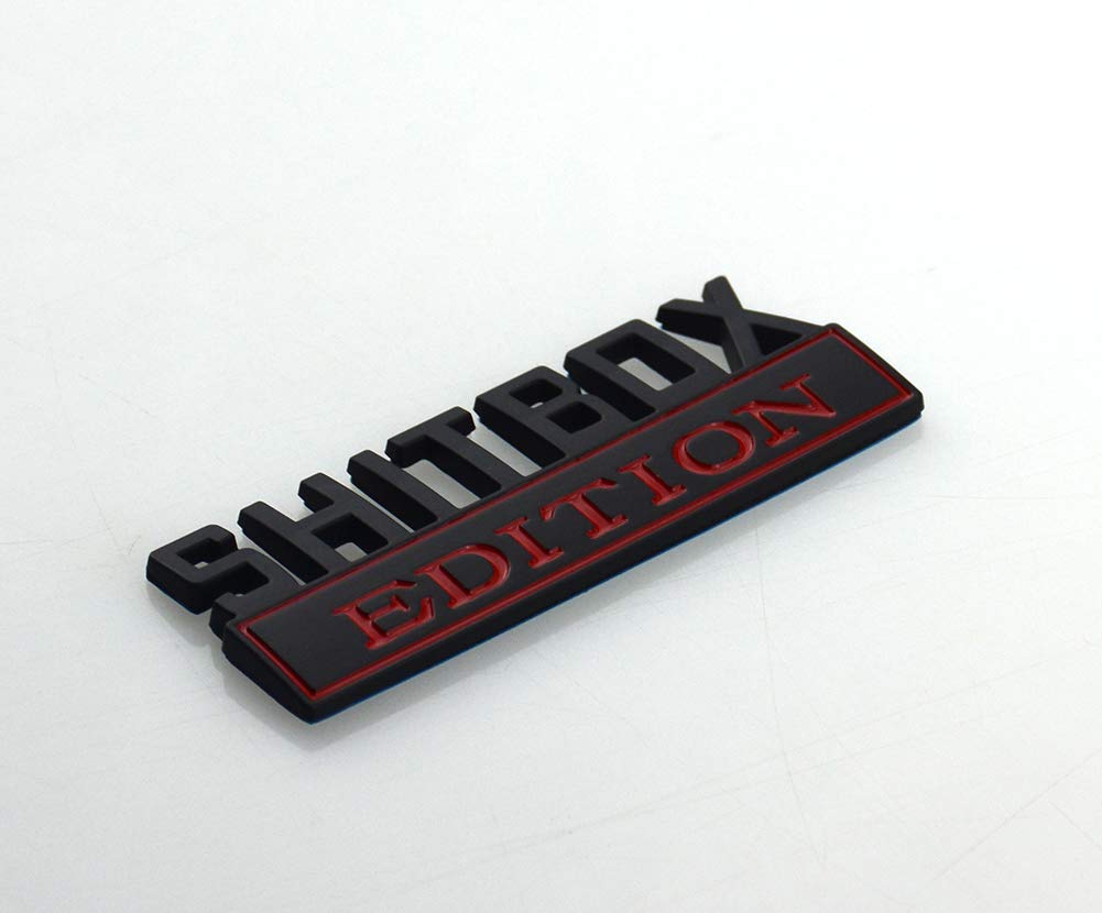 Pair Set SHITBOX EDITION emblem 3D Fender Badge Decal Car Truck Replacement for F150 F250 F350 Chevy Silverado 1500 2500 Chevrol