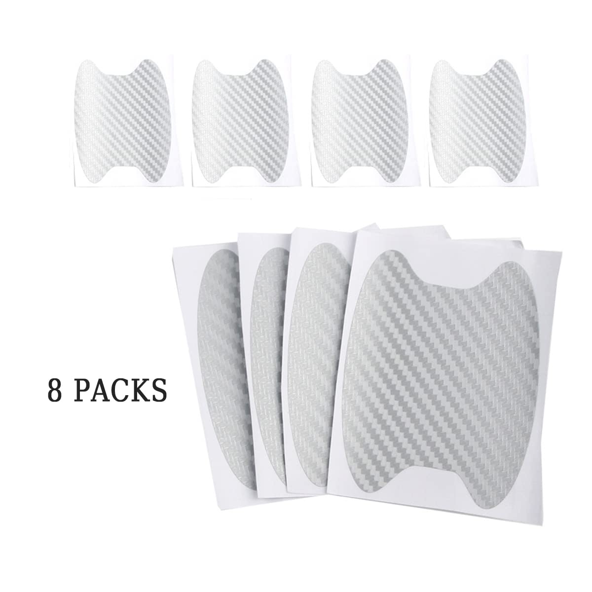 8Pcs Car Door Handle Sticker, Carbon Fiber Anti-Scratches Car Door Cup Protector, Non-Marking Auto Door Handle Protective Film, Self-Adhesive Door Side Paint Protector For All Cars (Silver/8 Pcs)