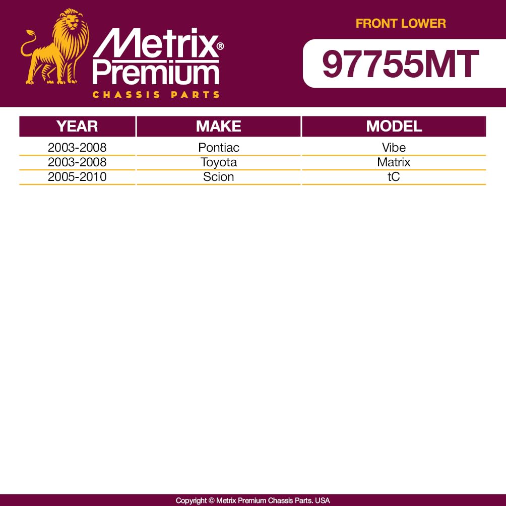 Metrix Premium Chassis Parts - 4 Pc Front Lower Control Arm & Ball Joint Kit Fits 03-08 Pontiac Vibe, 03-08 Toyota Matrix, 05-10