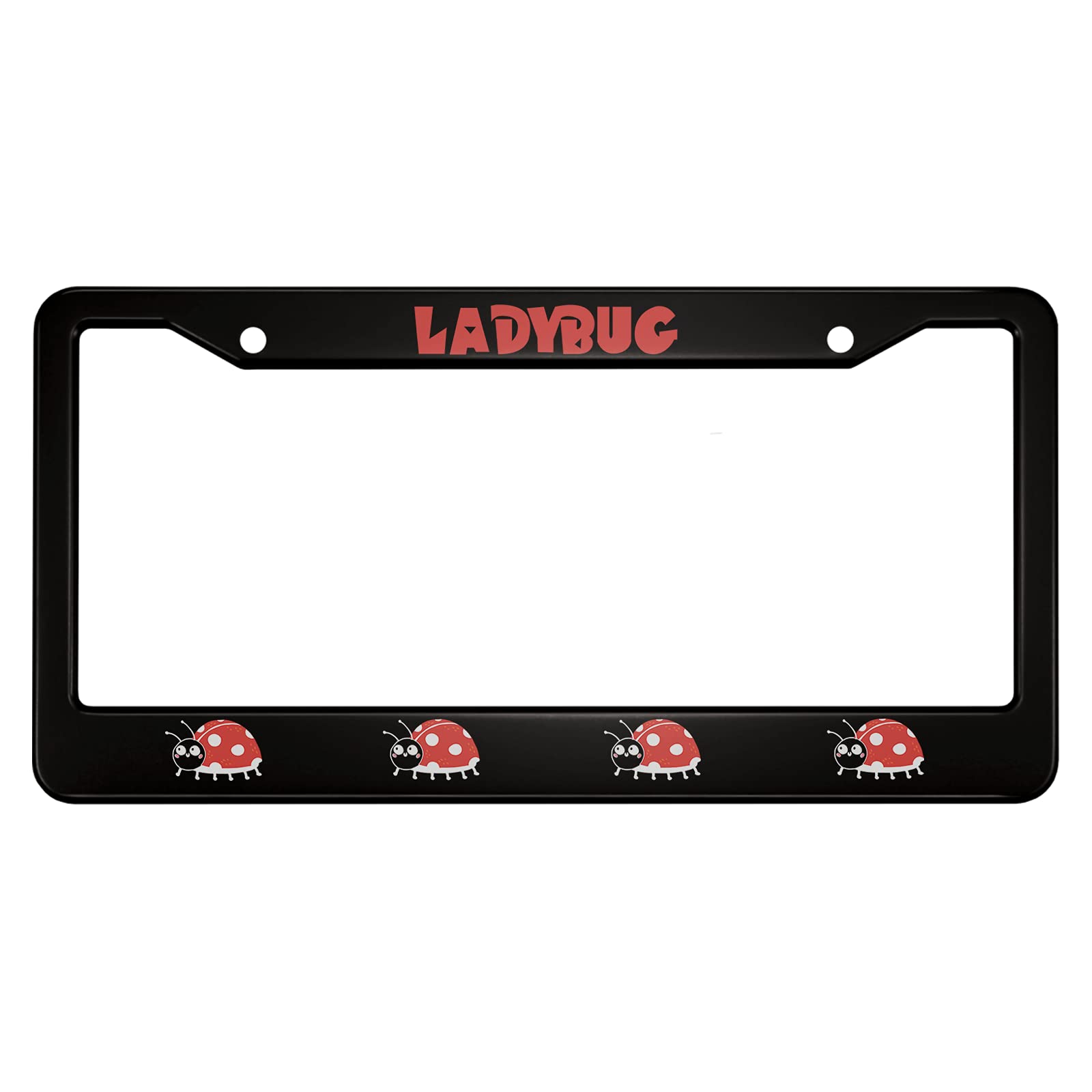 Ofloral Ladybug Aluminum Alloy License Plate Frame Four Red Ladybugs Lined Up Crawled In The Same Direction Applicable To Us Sta