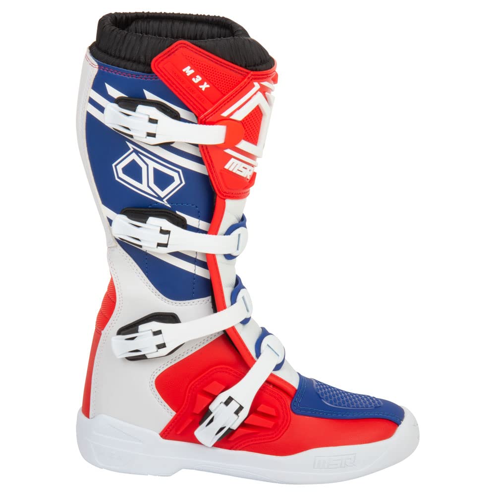 Zabapure MSR M3X Motocross Boot - Size 9, Micro-Fiber, Red/White/Blue