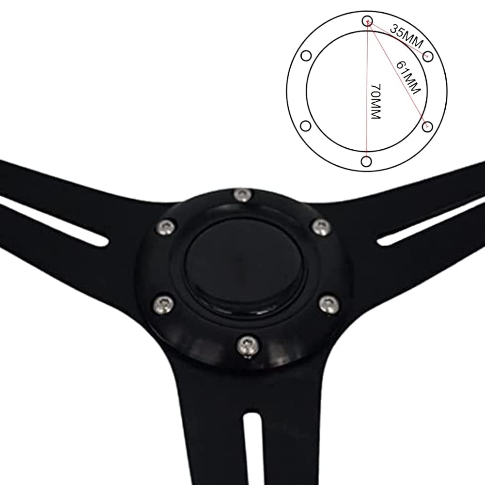 Yehicy 13.8” Auto Racing Steering Wheel Flat Drifting 6 Bolts Car Sport Steering Wheel Pu Leather And Aluminum Spokes With Horn Button