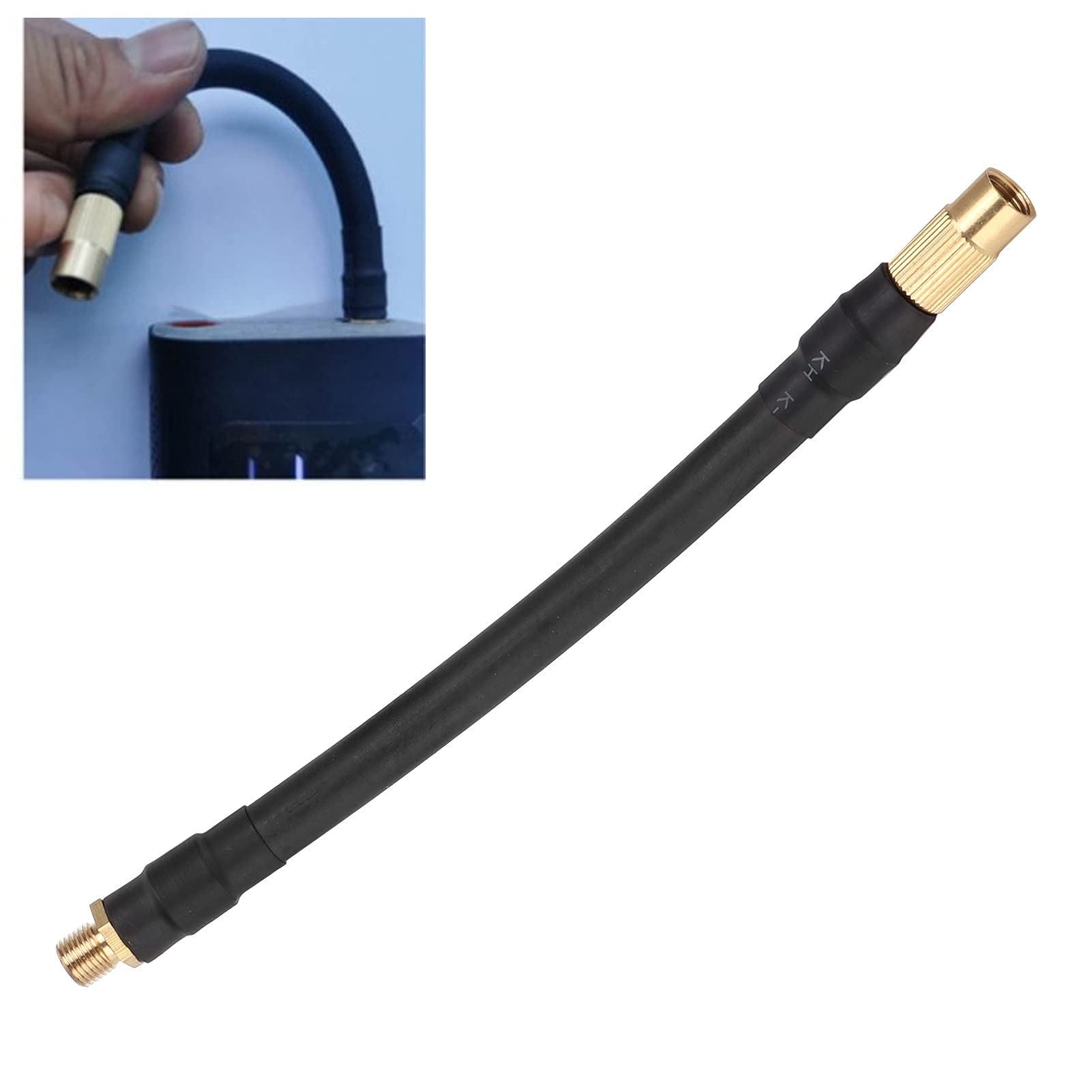 Qiilu Portable Compressor Air Extension Hose, 6.3In Tire Inflator Extension Hose Air Pump Tube Fit For Electric Inflator Bicycle Motorcycle Automobile