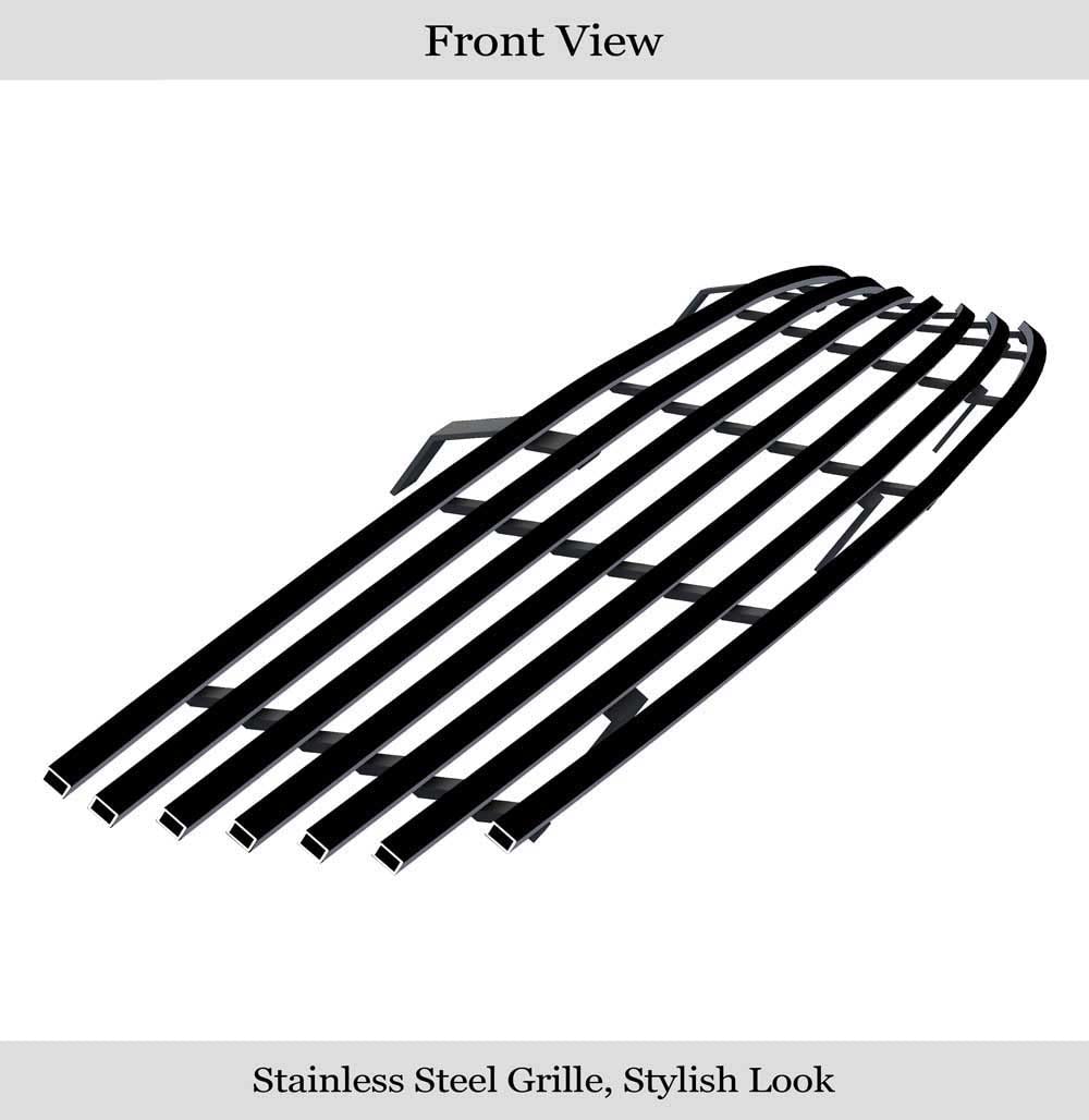 Aps Compatible With Infiniti G35 2003-2004 Sedan Main Upper Stainless Steel Black 8X6 Horizontal Billet Grille Insert N85600J
