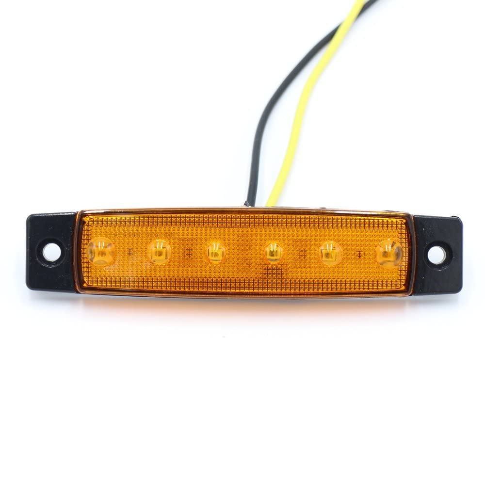 Tmh 20 Pcs 3.8'' Amber + Red Light 6Led Side Marker Lights, Trailer Marker Lights, Rear Side Marker Lamp For Truck Trailer Rv Bo