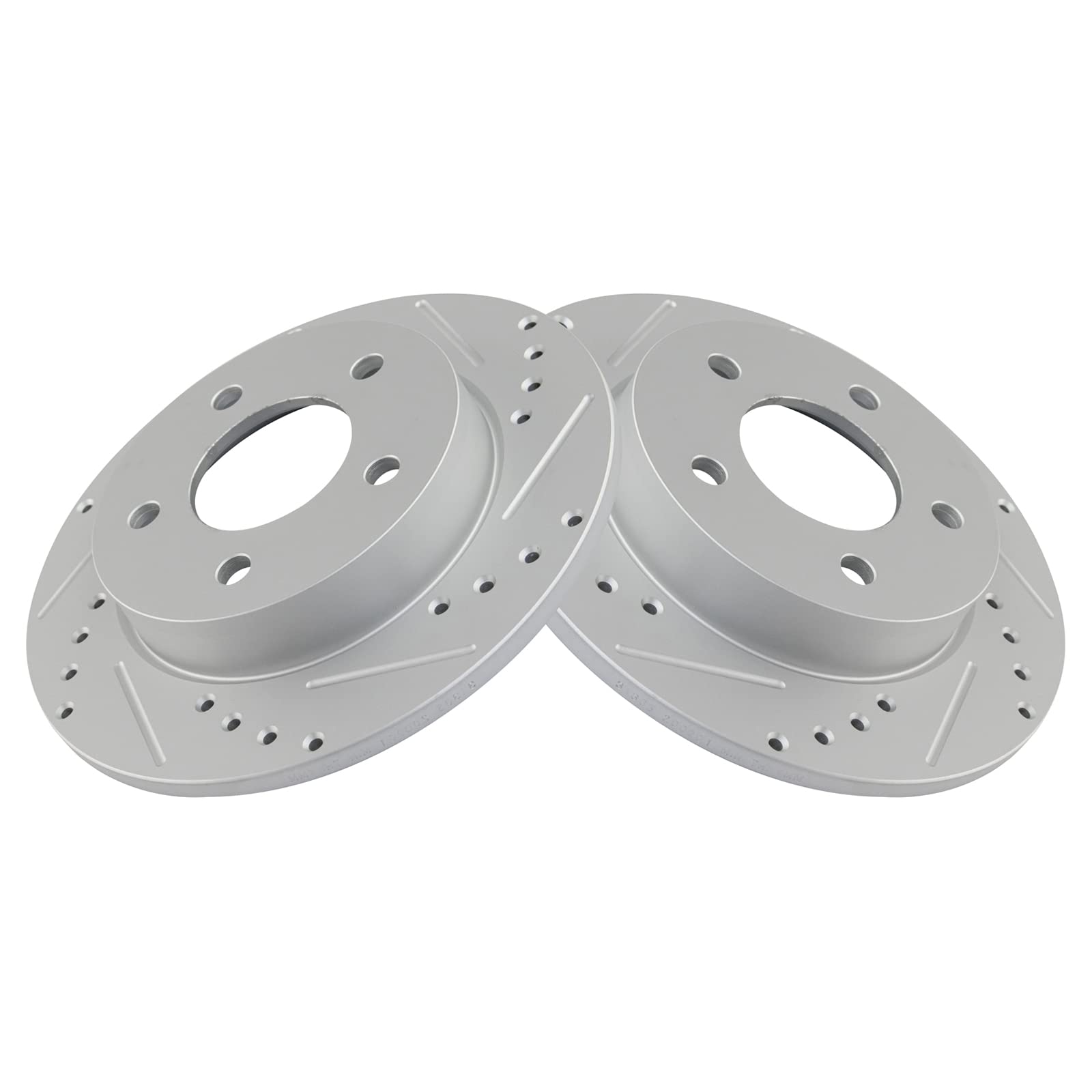 Trq Rear Performance Brake Rotors Set Premium G-Coated Cross Drilled & Slotted Compatible With 2004-2013 Mazda 3