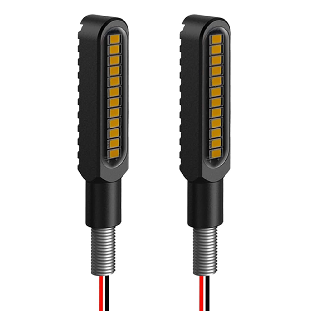 Blyilyb Waterproof Motorcycle Blinkers Indicator Turn Signal Amber Flowing Sequential Universal Lamp (Pack Of 2)