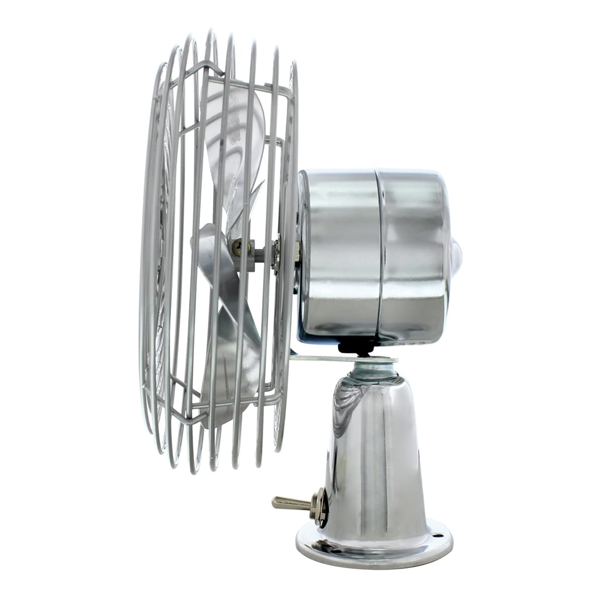 United Pacific 40848 Heavy-Duty Chrome 12V Car Fan W/6'' Fan Blade For Cars, Trucks, Rvs, & Vans, All Metal, 2-Speeds, Adjustabl
