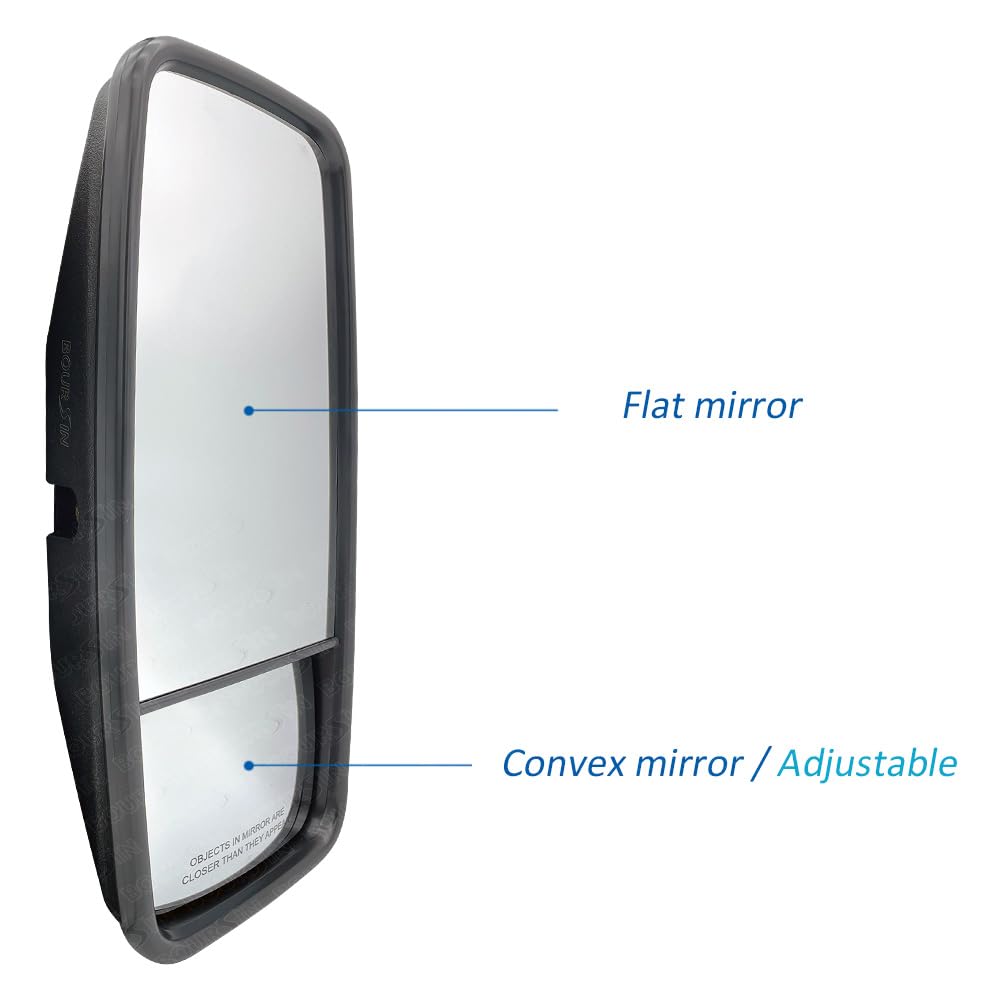 Boursin Side Door Mirror for Isuzu NPR NQR NRR W3500 W4500 W5500, Black, Plastic, Model 8-98049-316-1, Passenger Side