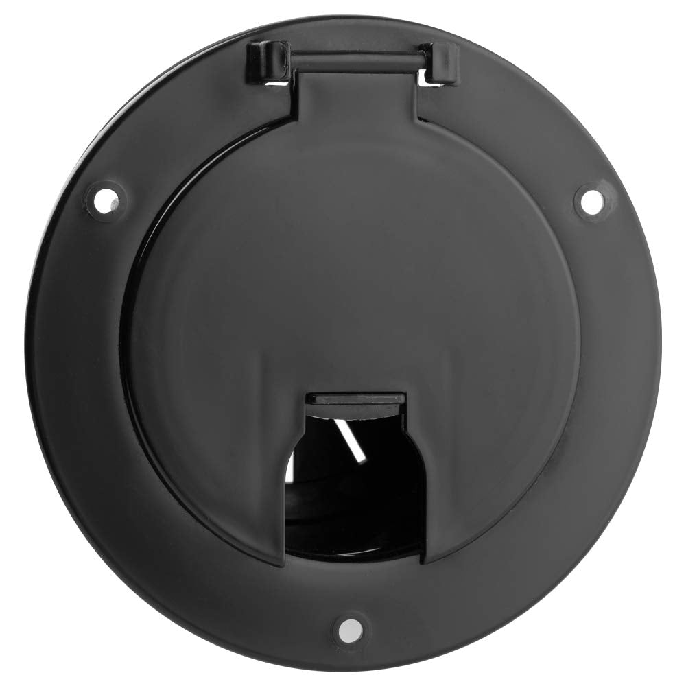 Halotronics 5-Inch Round Electric Cable Hatch for 30/50 Amp Cords, Black - Model HT-EH01B, Durable Plastic Construction