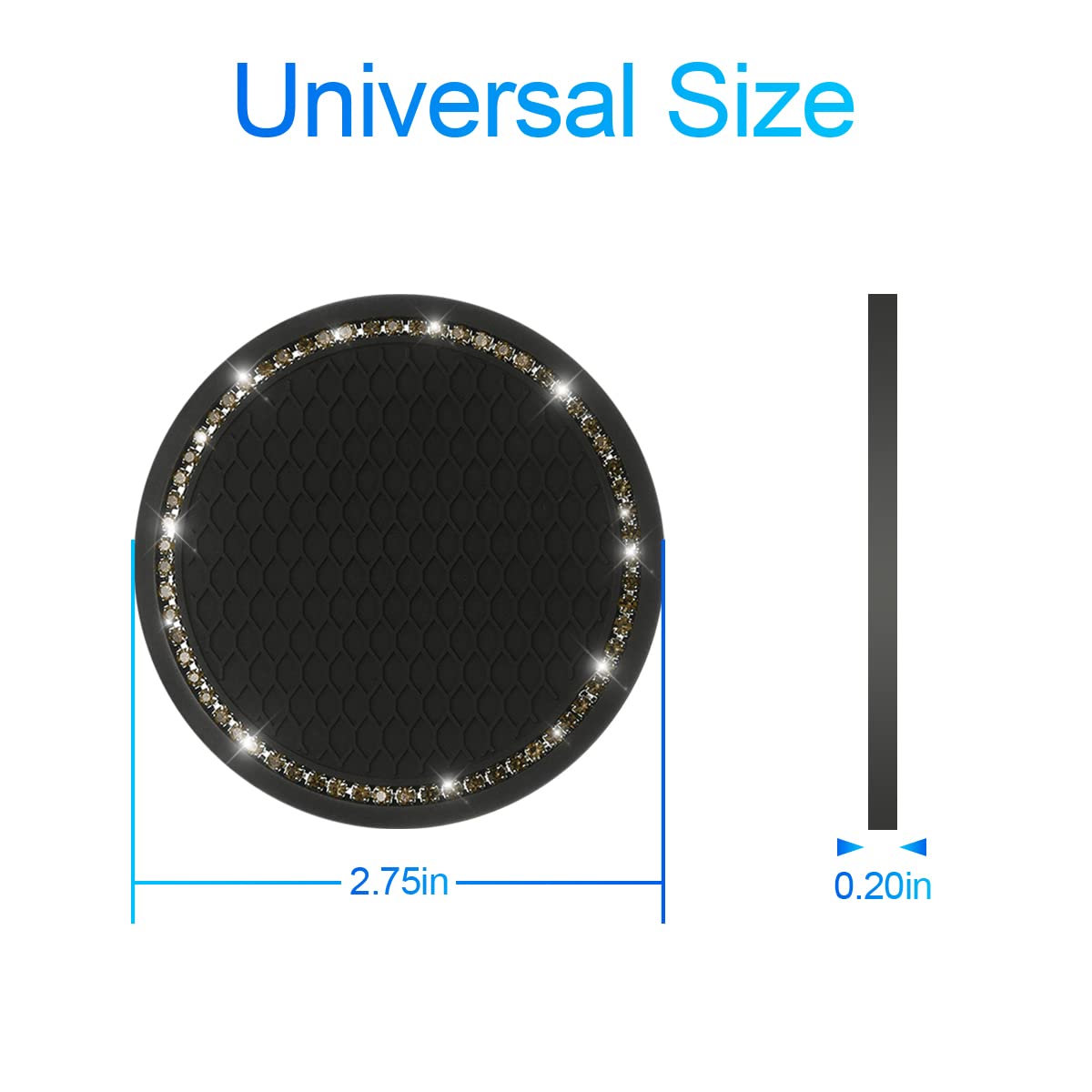 2 Pack Car Bling Cup Holder Coaster, 2.75 Inch Crystal Rhinestone Car Cup Holder Insert Coaster,Universal For Cars, Vehicles, Suvs, Car Interior Accessories For Women And Men (Black/Gray)