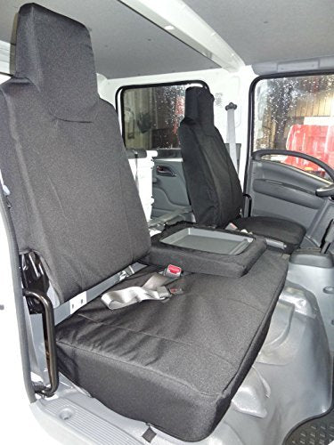 Durafit Seat Covers Full Set for 2006-2021 Isuzu NPR, 40/60 Split Bench & Solid Rear, C1 Black Endura, Cloth Polyester Material