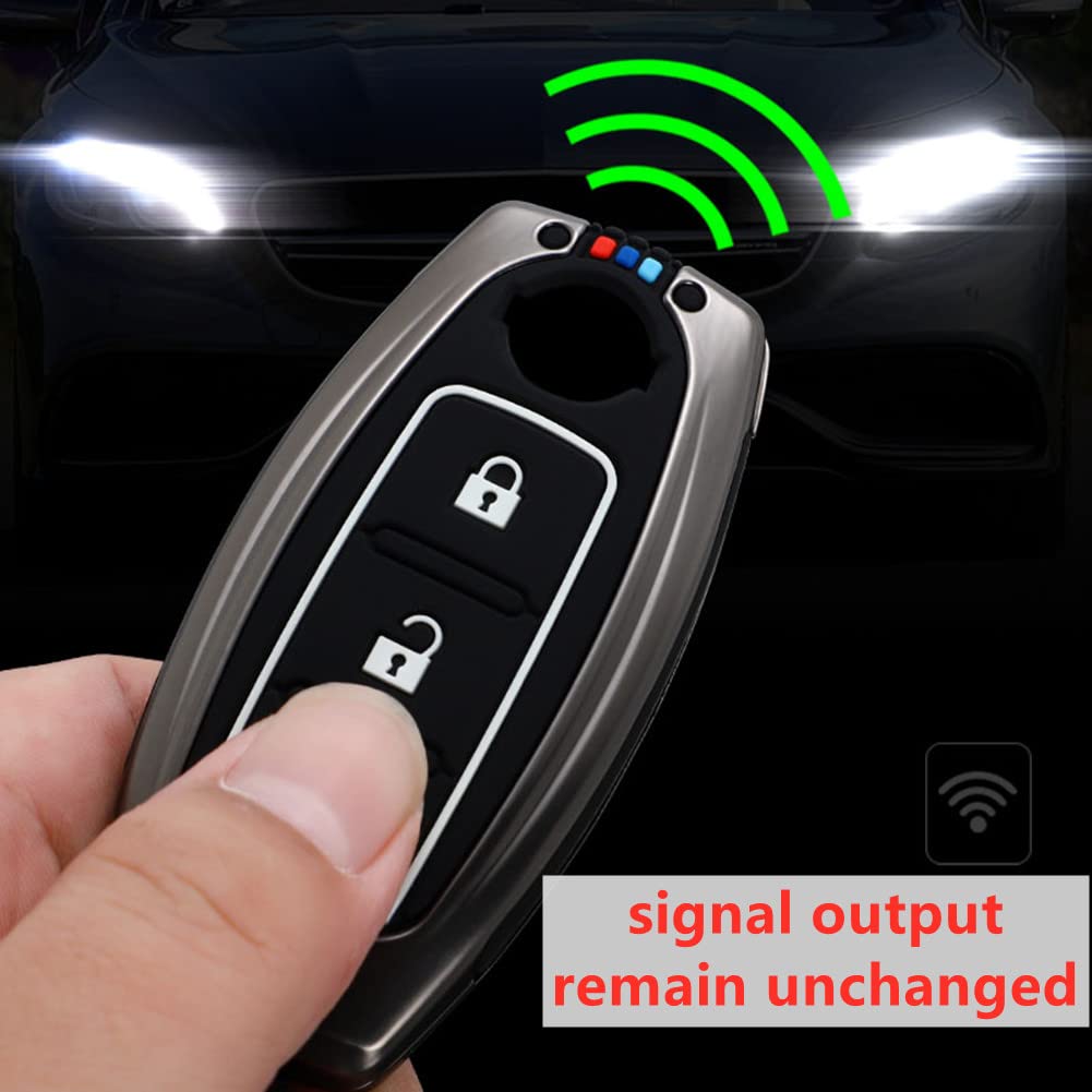 Otmik Zinc Alloy Car Key Cover Case Compatible With Nissan Juke Lqashqai Infiniti With Fluorescent Silicone Buttons (Matte Color 4 Buttons B)