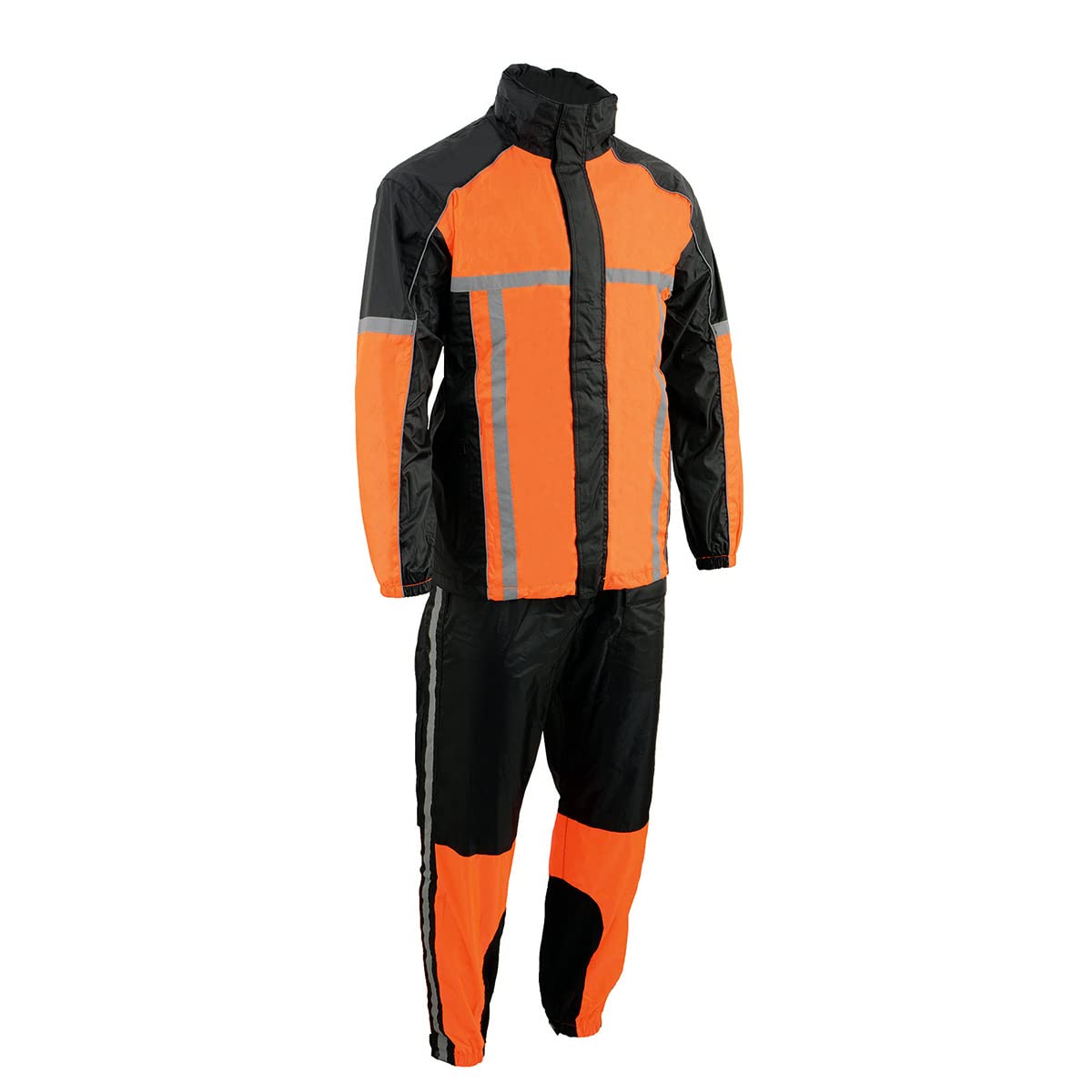 Milwaukee Leather MPM9510 Mens Black and Orange Motorcycle Water Resistant Rain Suit w/Hi-Vis Reflective Tape - 3X-Large