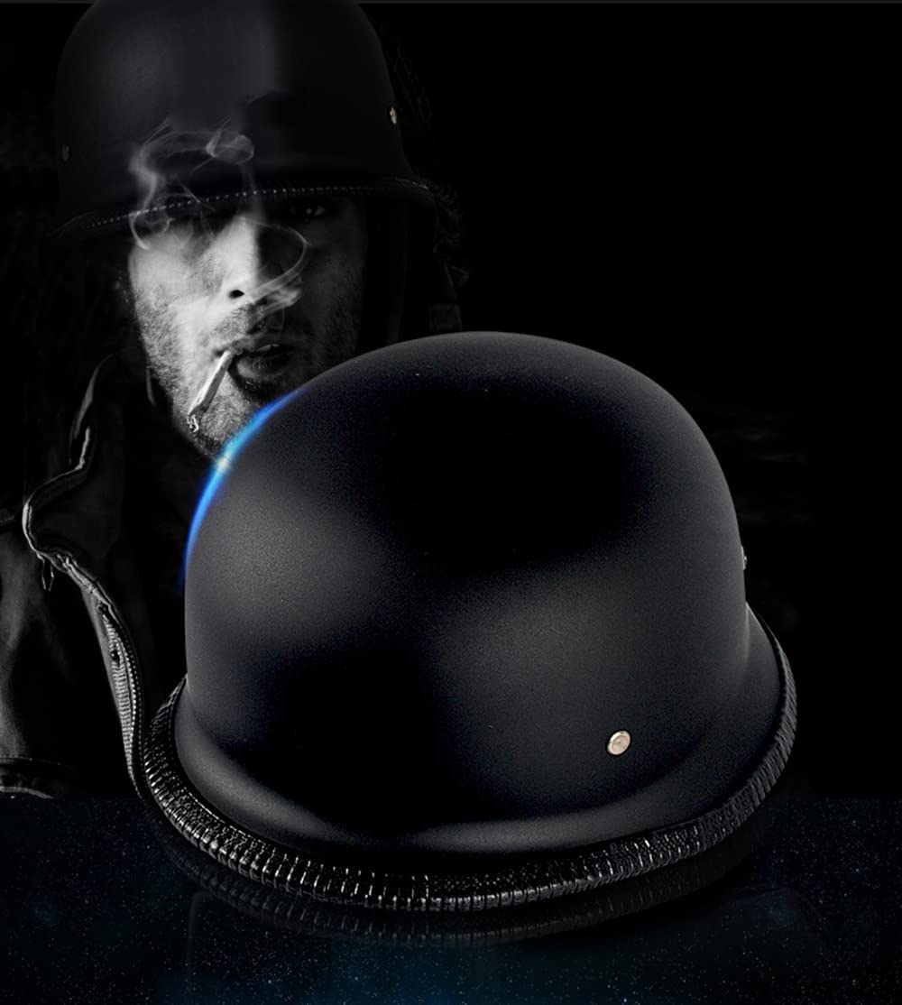 German Half Helmet,Adult Summer Handmade Personality Vintage Casco ,Motorcycle Helmet Scooter Cool Helmet for Men and Women (Bla
