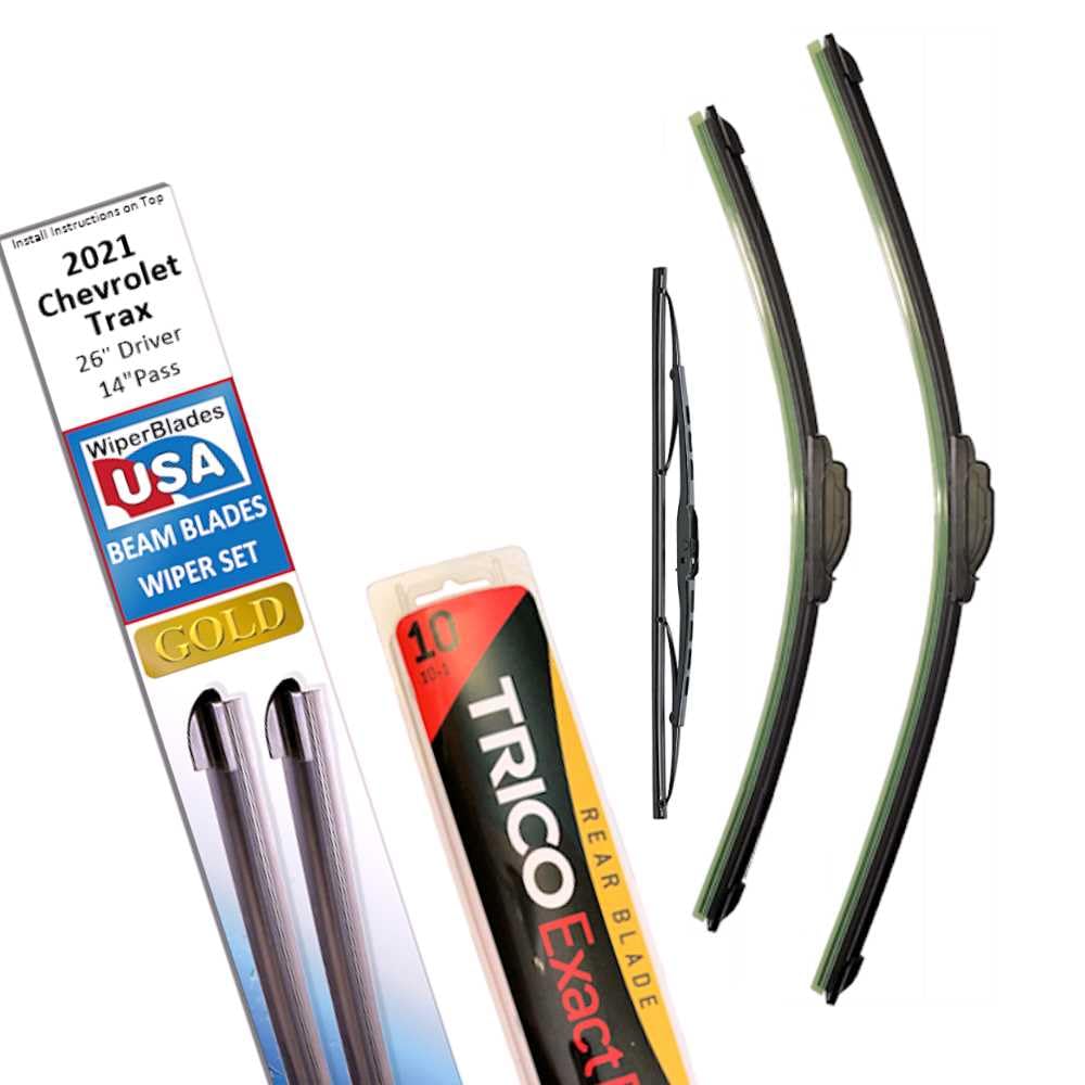 Beam Blade Wipers Replacement Set For 2021 Chevrolet Trax W/Rear - Wiperbladesusa Gold Beam Wiper Blades Wipers Set