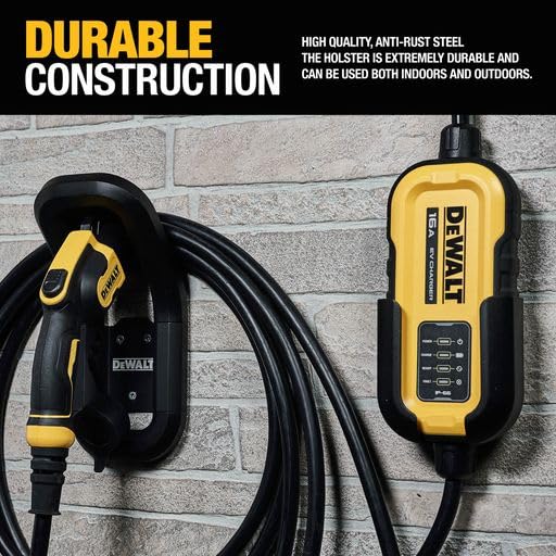 DEWALT Wall Mount Bracket for Electric Vehicle (EV) Charger, for Charging Handle and Control Box, Integrated Cable Organizer, Co
