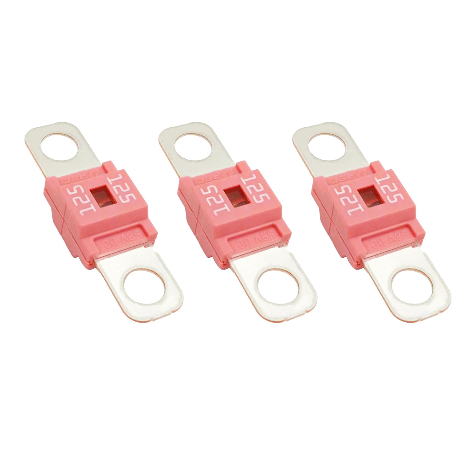 Pack of 3 AMI/Midi Fuse 125 Amp High Current Fuse Bolt-on Fuse, commonly Used in Cars, Trucks, Construction Vehicles, Agricultur