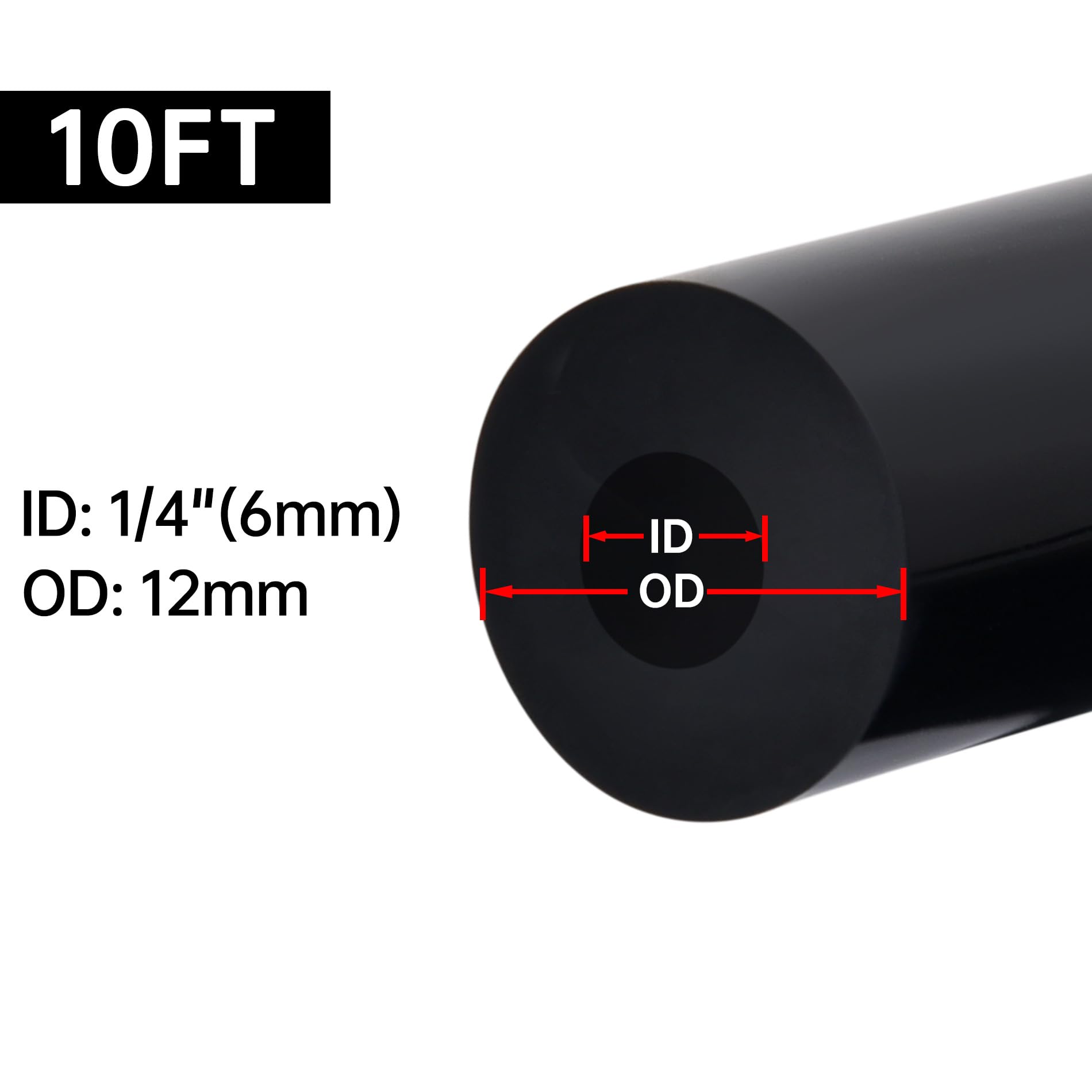 Evil Energy 1/4 Silicone Vacuum Tubing Hose Line 10Ft 130Psi Max Pressure Black (6Mm Id)