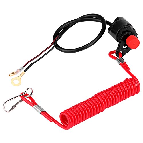 Keenso Universal Outboard Kill Switch Keys Motorcycle Outboard Lawn Mowers Emergency Engine Kill Stop Switch W/Tether Lanyard Co