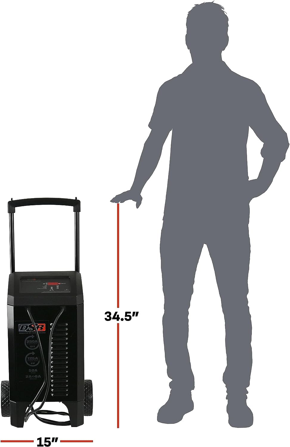 Schumacher Electric DSR131 Car Battery Charger - 250A (12V) & 50A (6V) - Fully Automatic, Black, Portable, Plastic