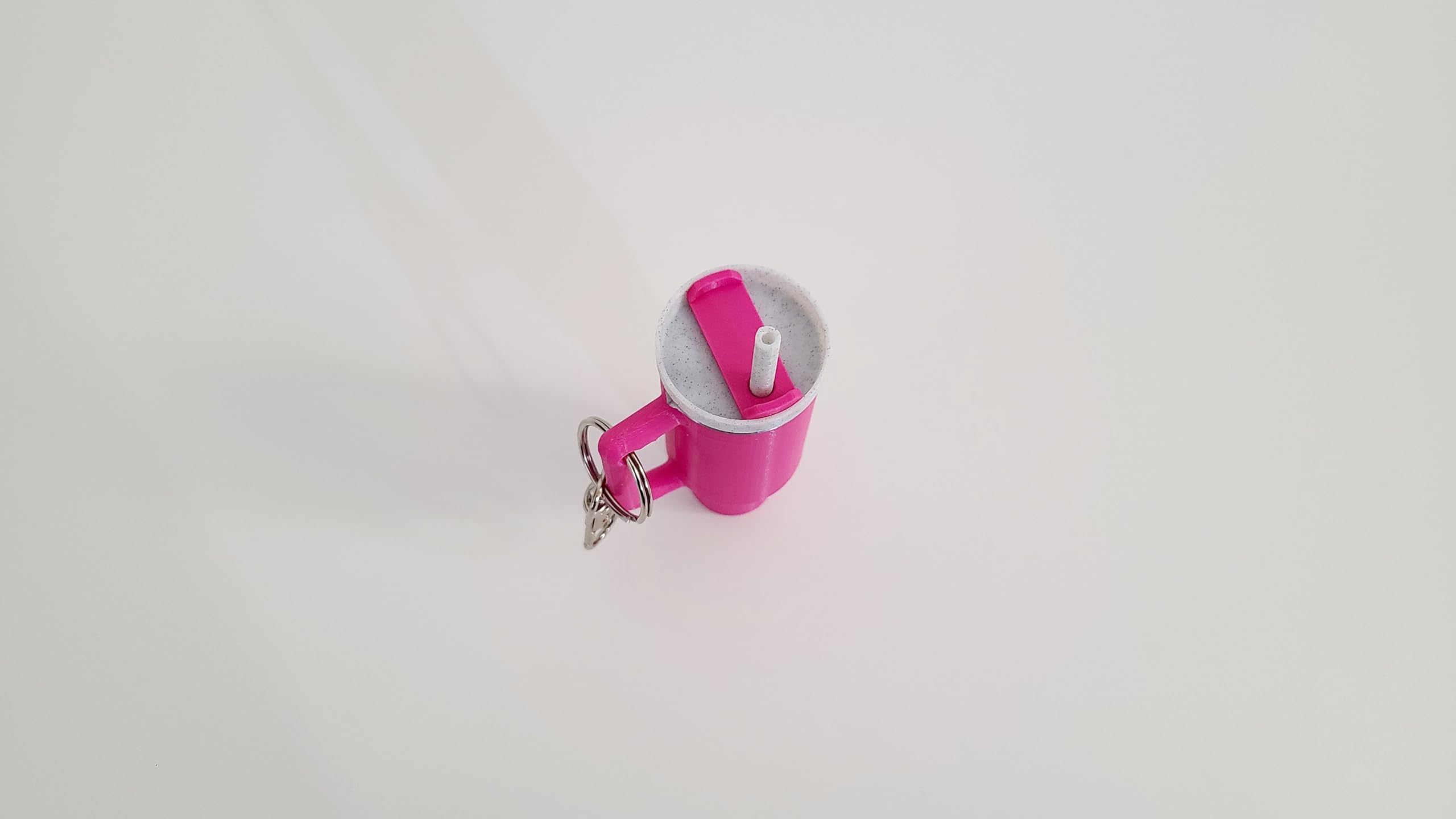 Miniature Stanley Tumbler Cup Replica Keychain - 3D Printed Desk Accessory (Pink)