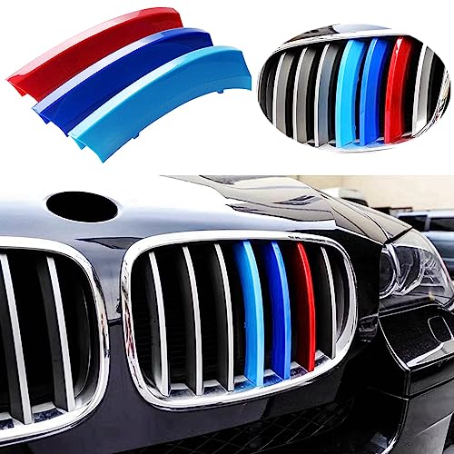 Exact Fit ///M-Colored Grille Insert Trims Compatible With Bmw 2007-2013 E70 X5 And 2008-2012 E71 X6 7-Beams Center Kidney Grill