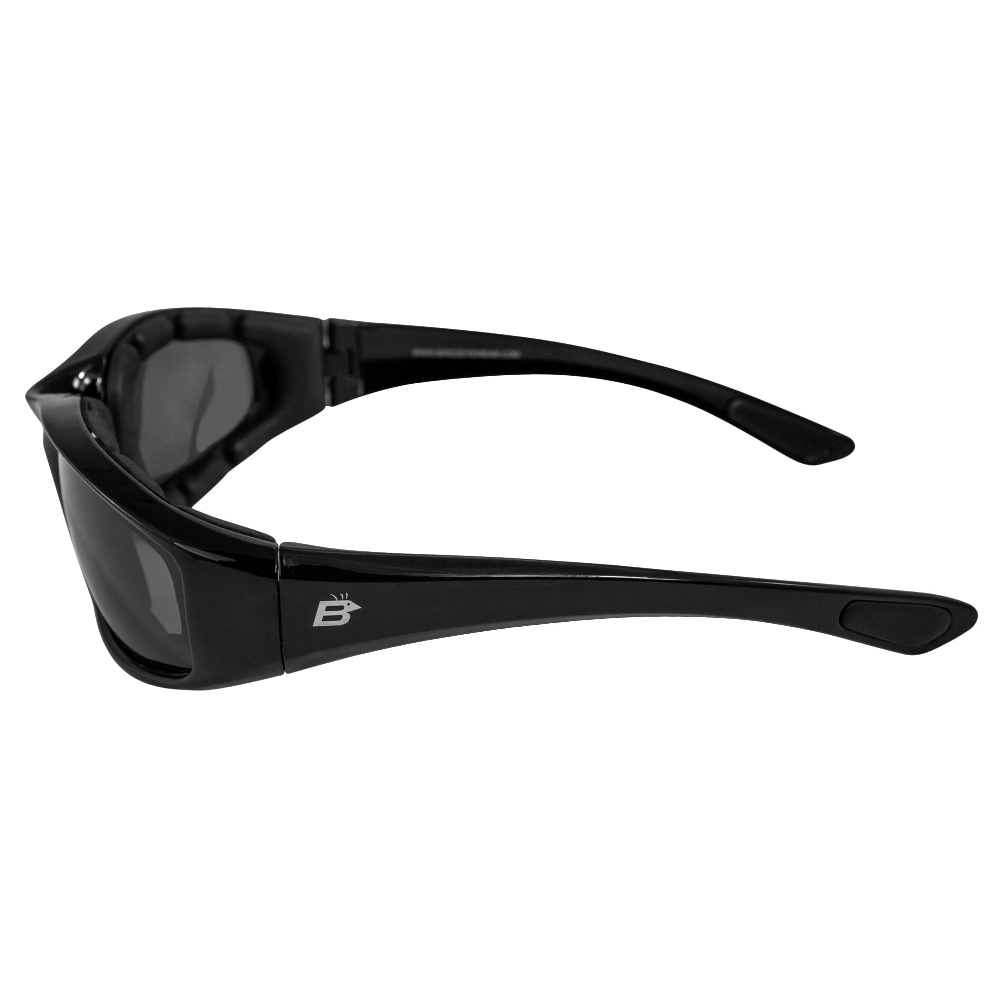 Birdz Eyewear Oriole Motorcycle Glasses - Black Frame, Polarized Smoke Lens, Adult Size, Polycarbonate Material